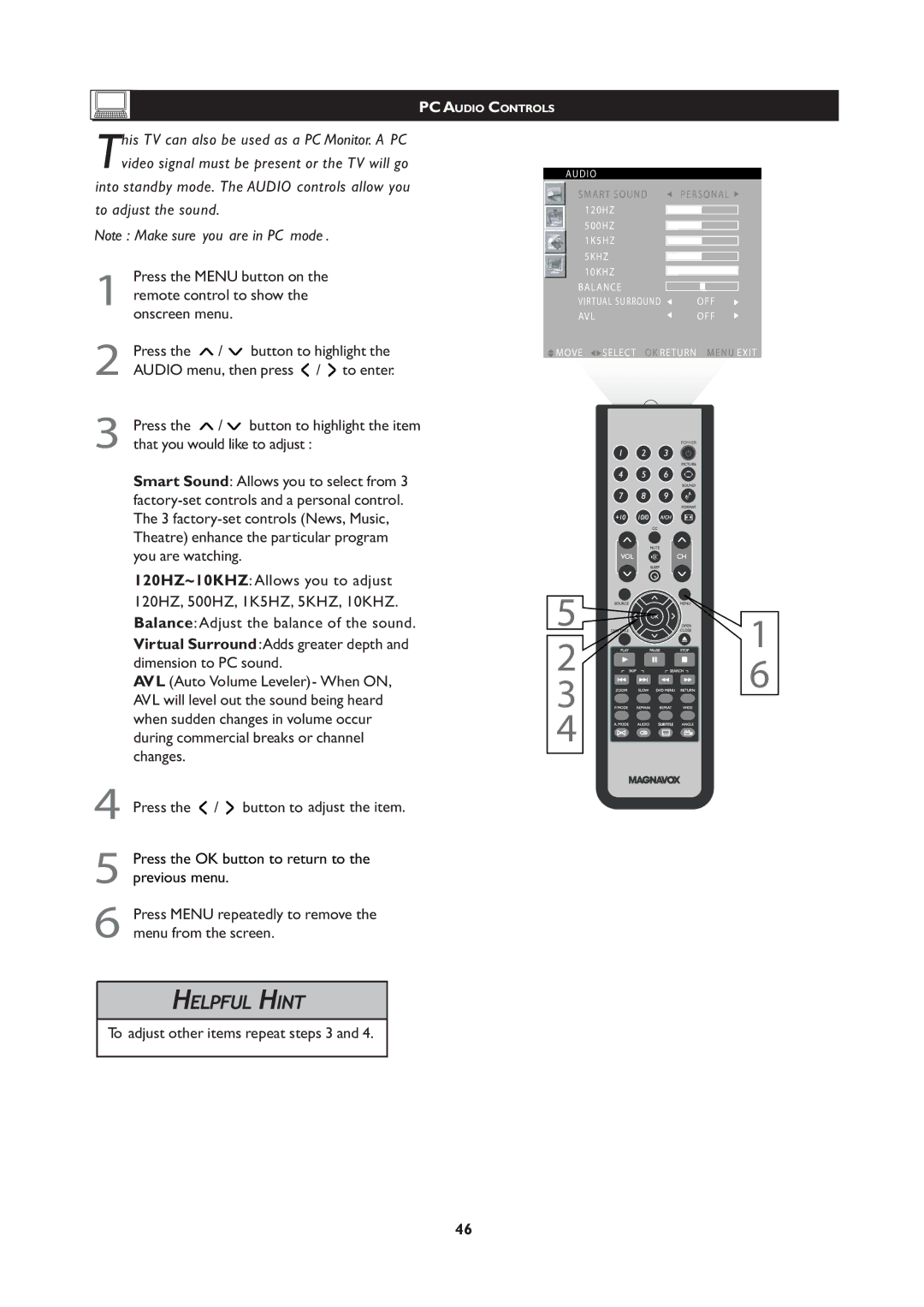 Magnavox 251W Series, 20MF Series user manual To adjust other items repeat steps 3 