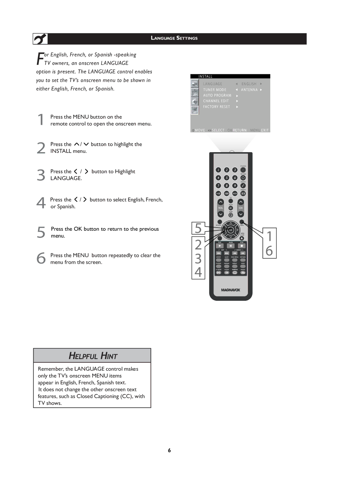 Magnavox 251W Series, 20MF Series user manual Helpful Hint 