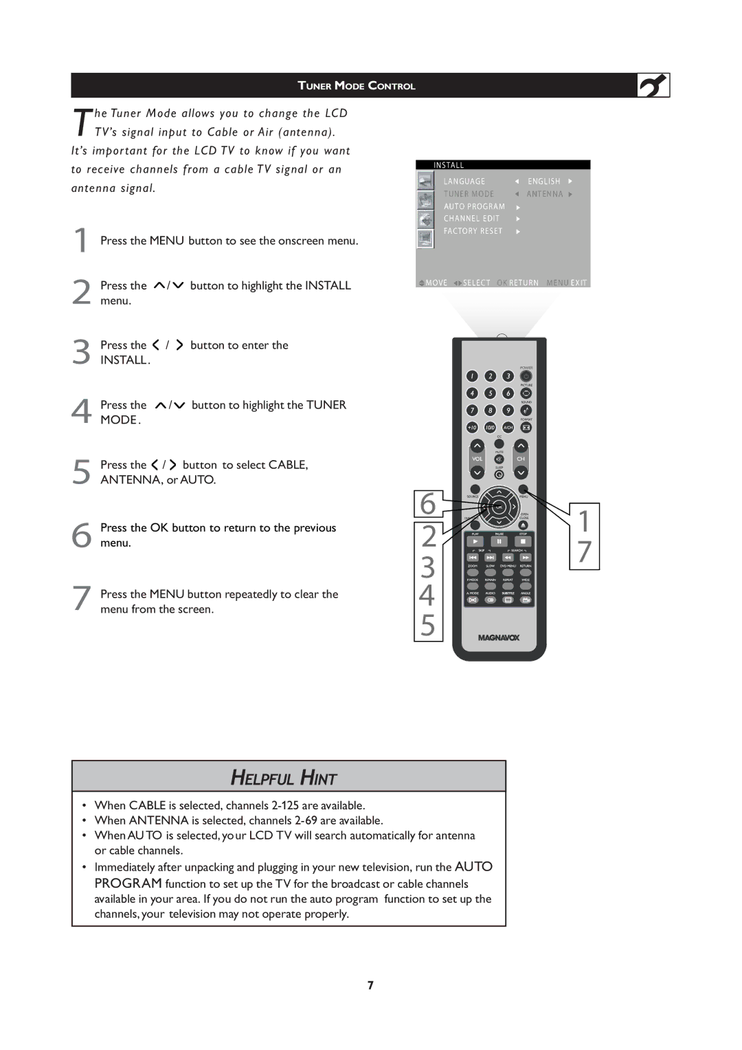 Magnavox 20MF Series, 251W Series user manual Install 