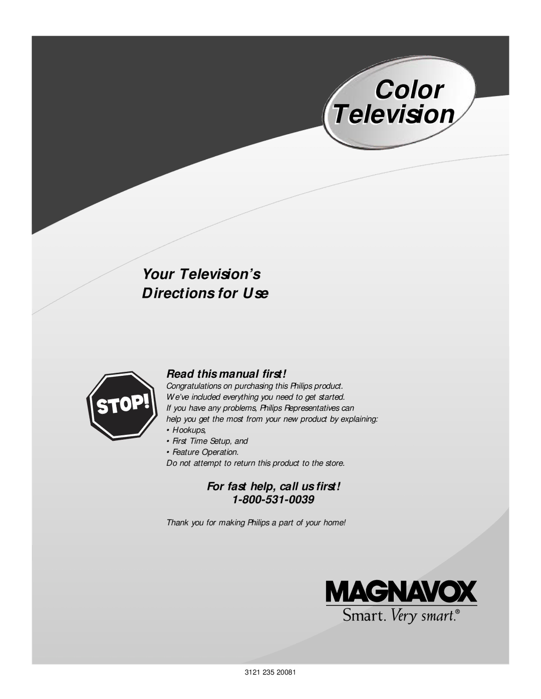 Magnavox 25i manual Color Television 