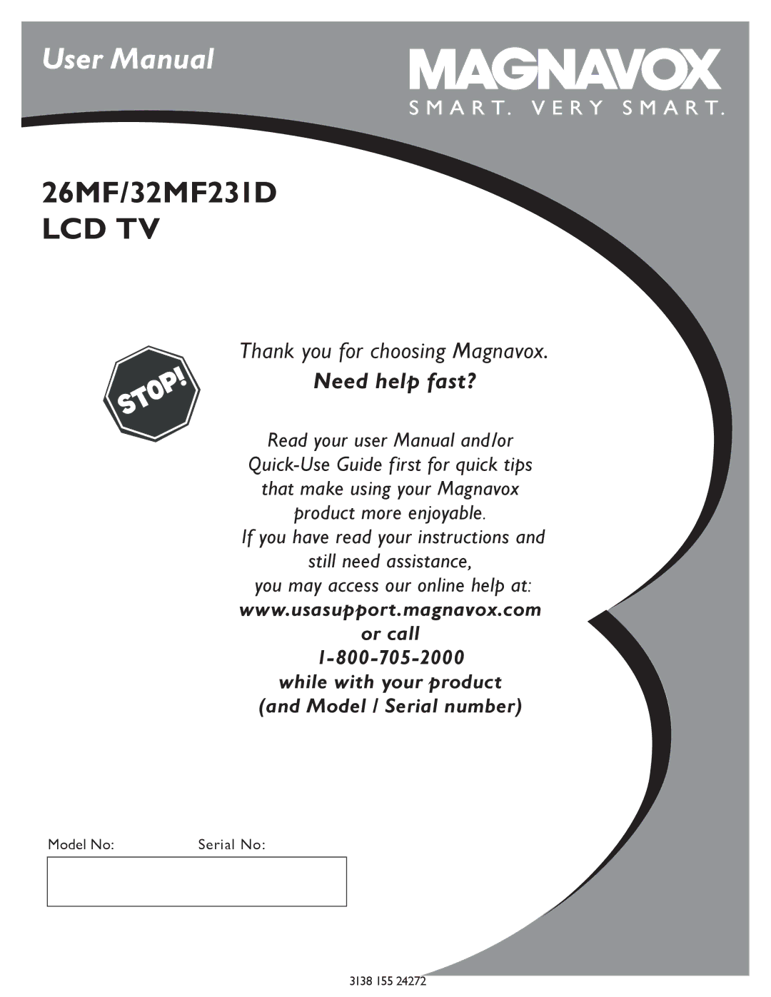 Magnavox 26MF/32MF231D user manual Lcd Tv 