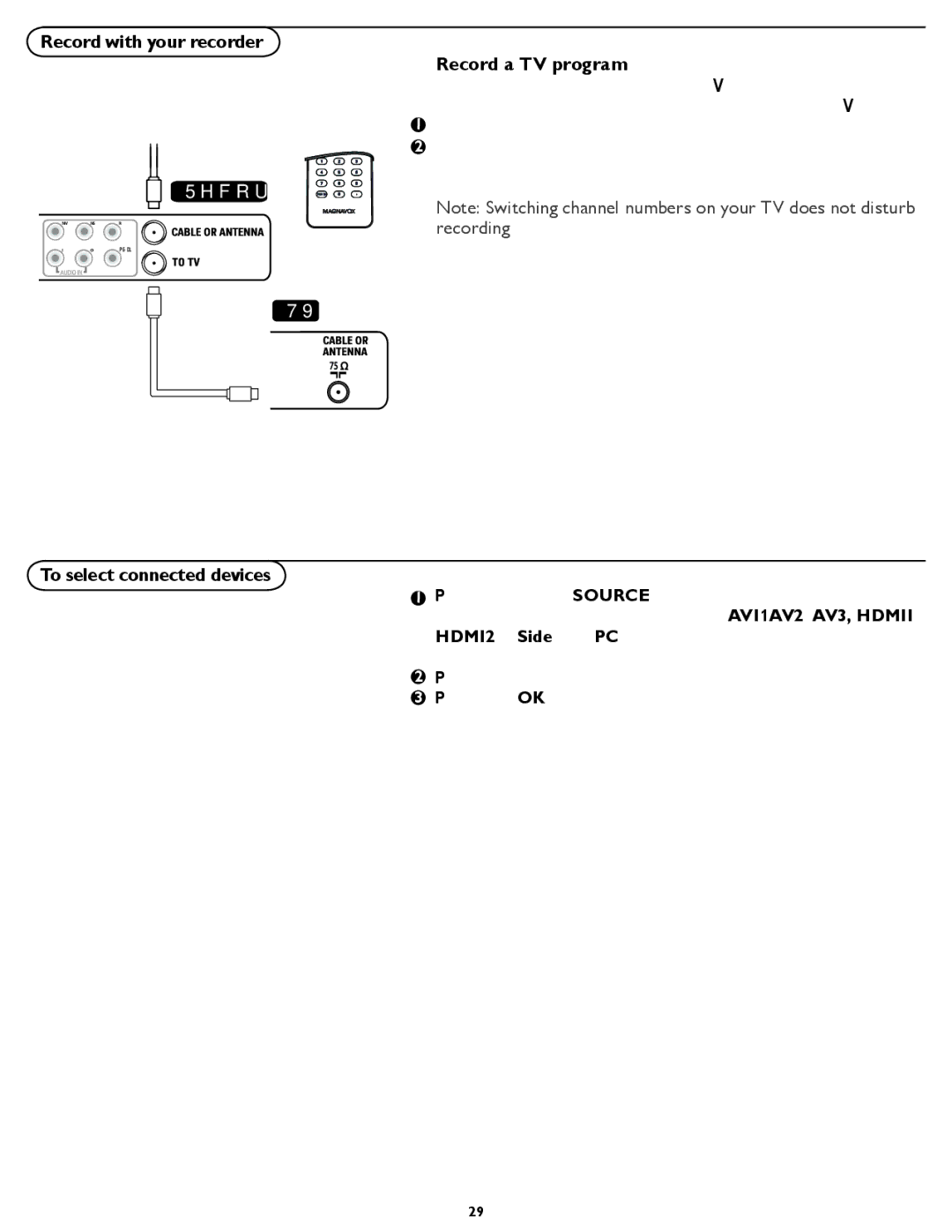 Magnavox 26MF337B user manual Record with your recorder, Recorder 