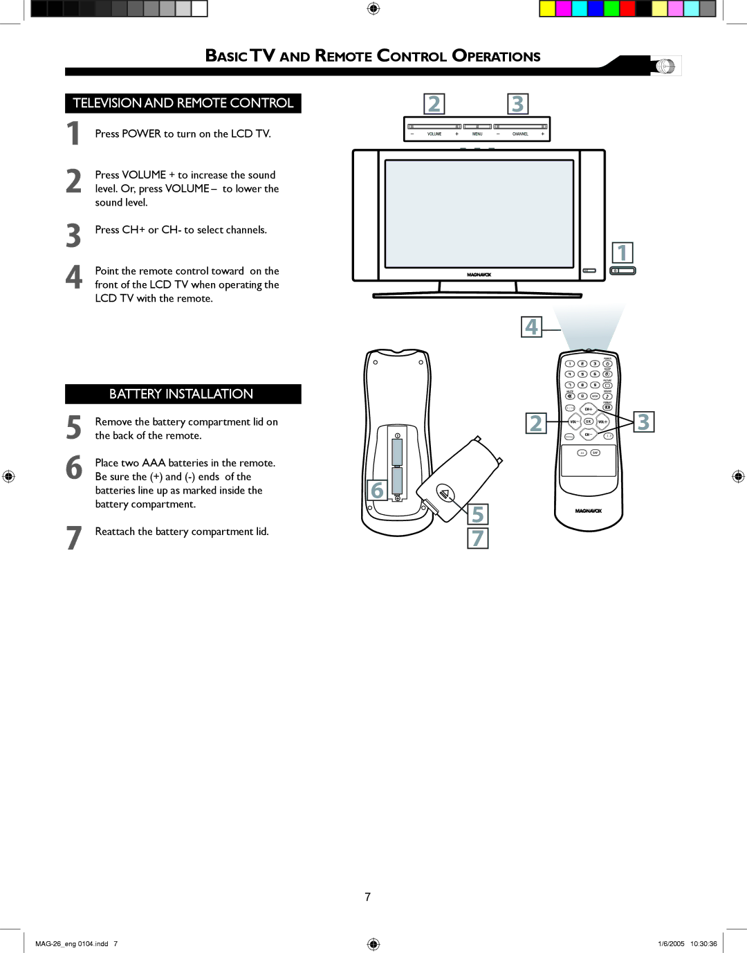 Magnavox 26MF605W Series owner manual Basic TV and Remote Control Operations 