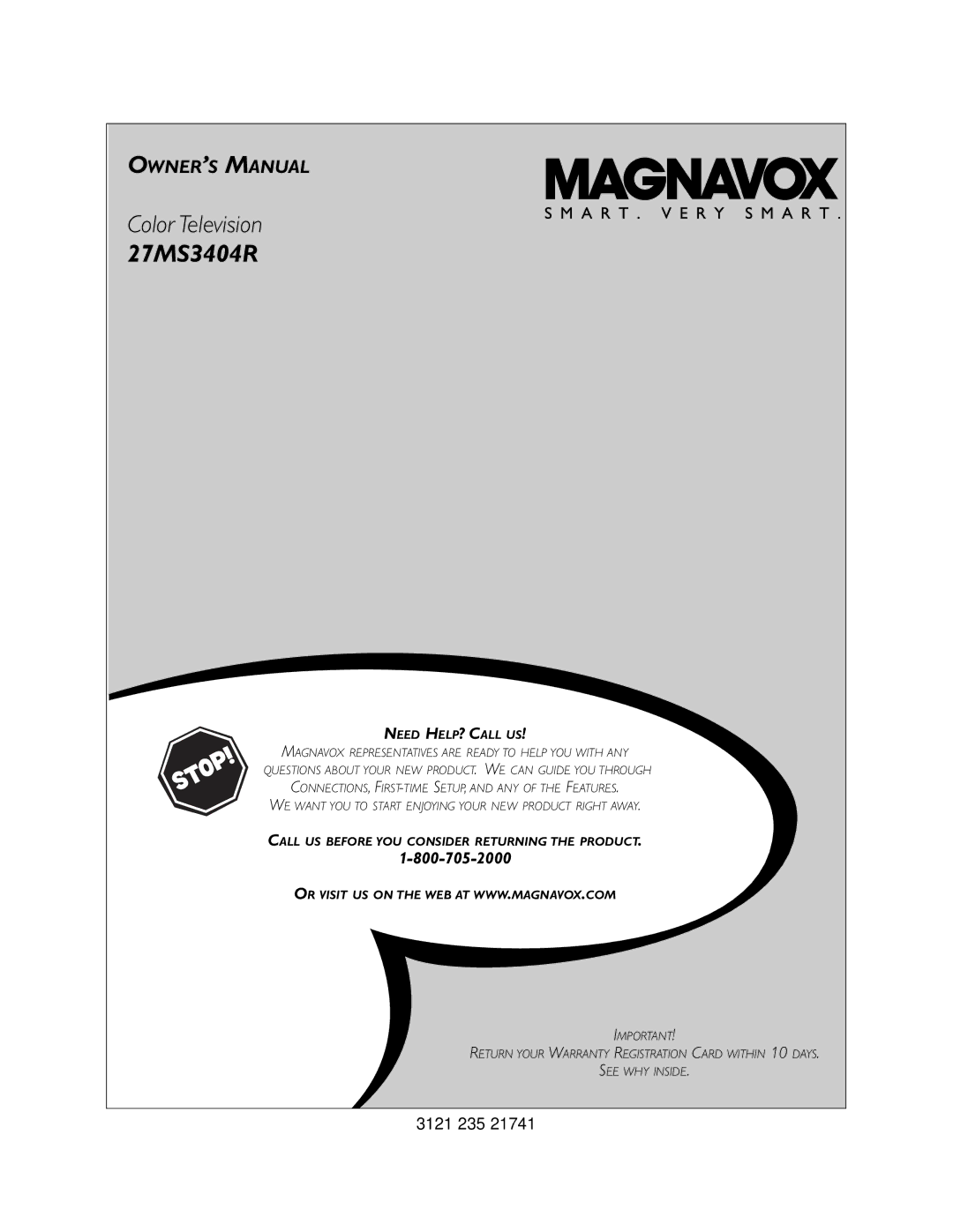 Magnavox 27MS3404R owner manual 