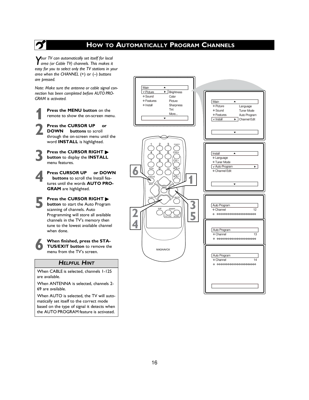 Magnavox 27MS3404R owner manual HOW to Automatically Program Channels 