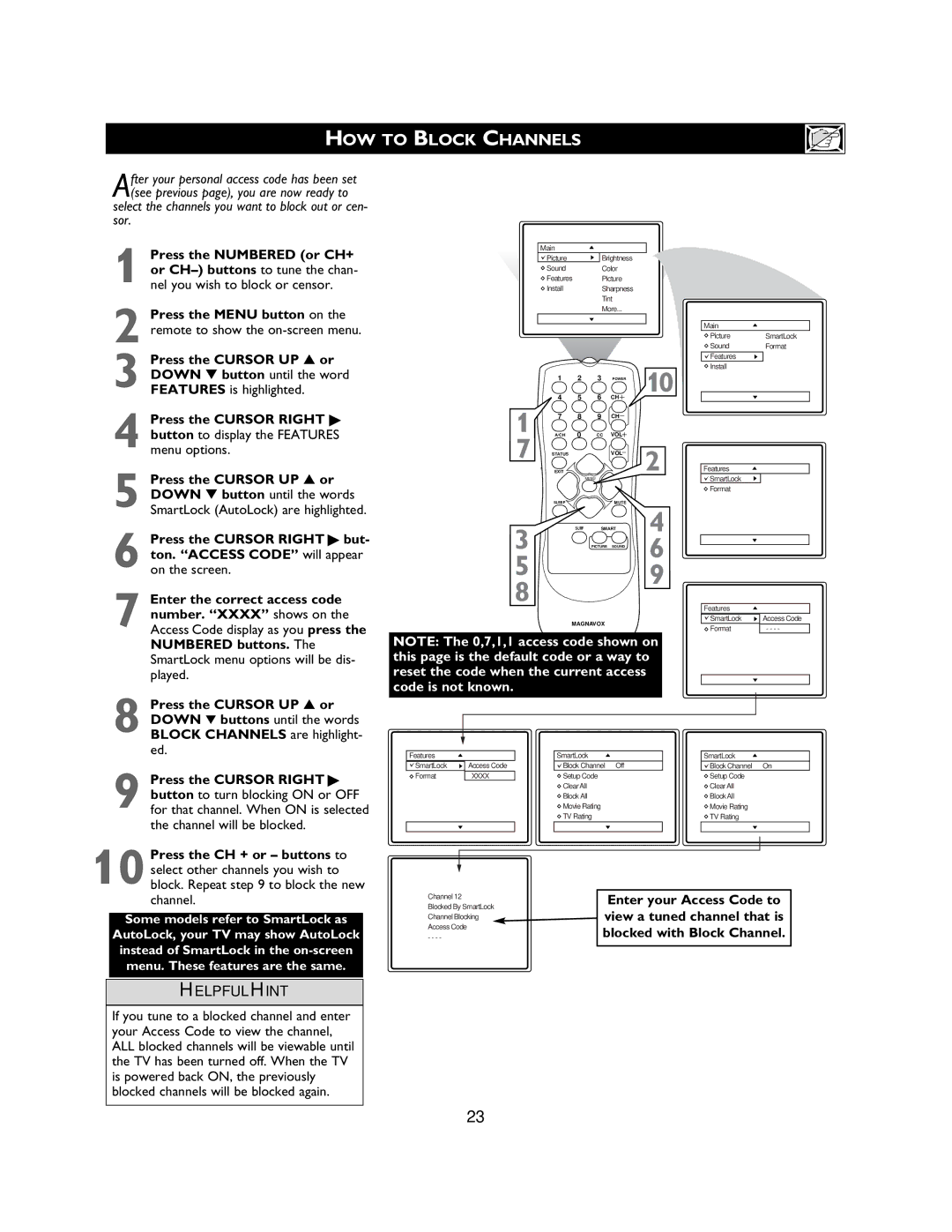 Magnavox 27MS3404R owner manual HOW to Block Channels, Block. Repeat to block the new channel 