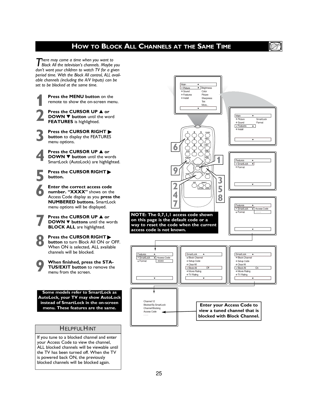 Magnavox 27MS3404R owner manual HOW to Block ALL Channels AT the Same Time 