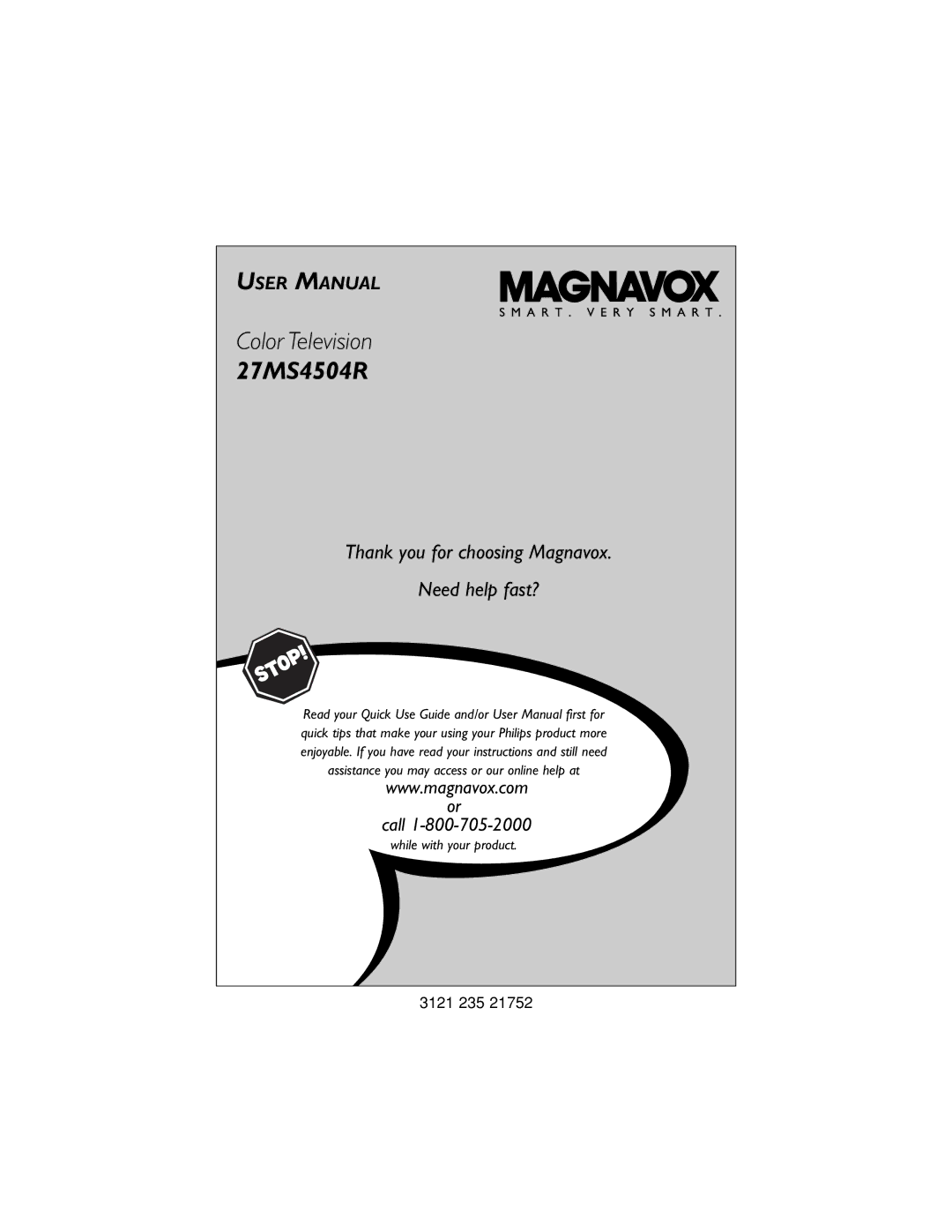 Magnavox user manual 27MS4504R 