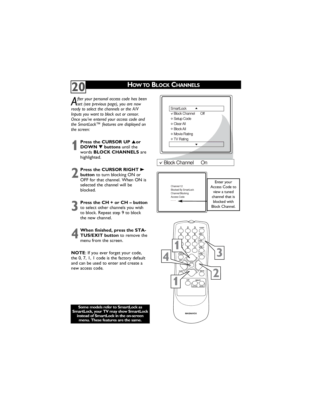 Magnavox 27MS4504 user manual HOW to Block Channels, Block Channel On 