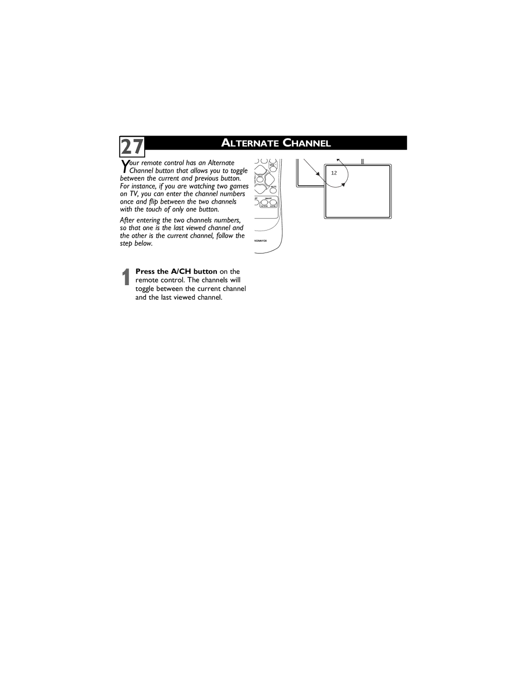 Magnavox 27MS4504 user manual Alternate Channel 