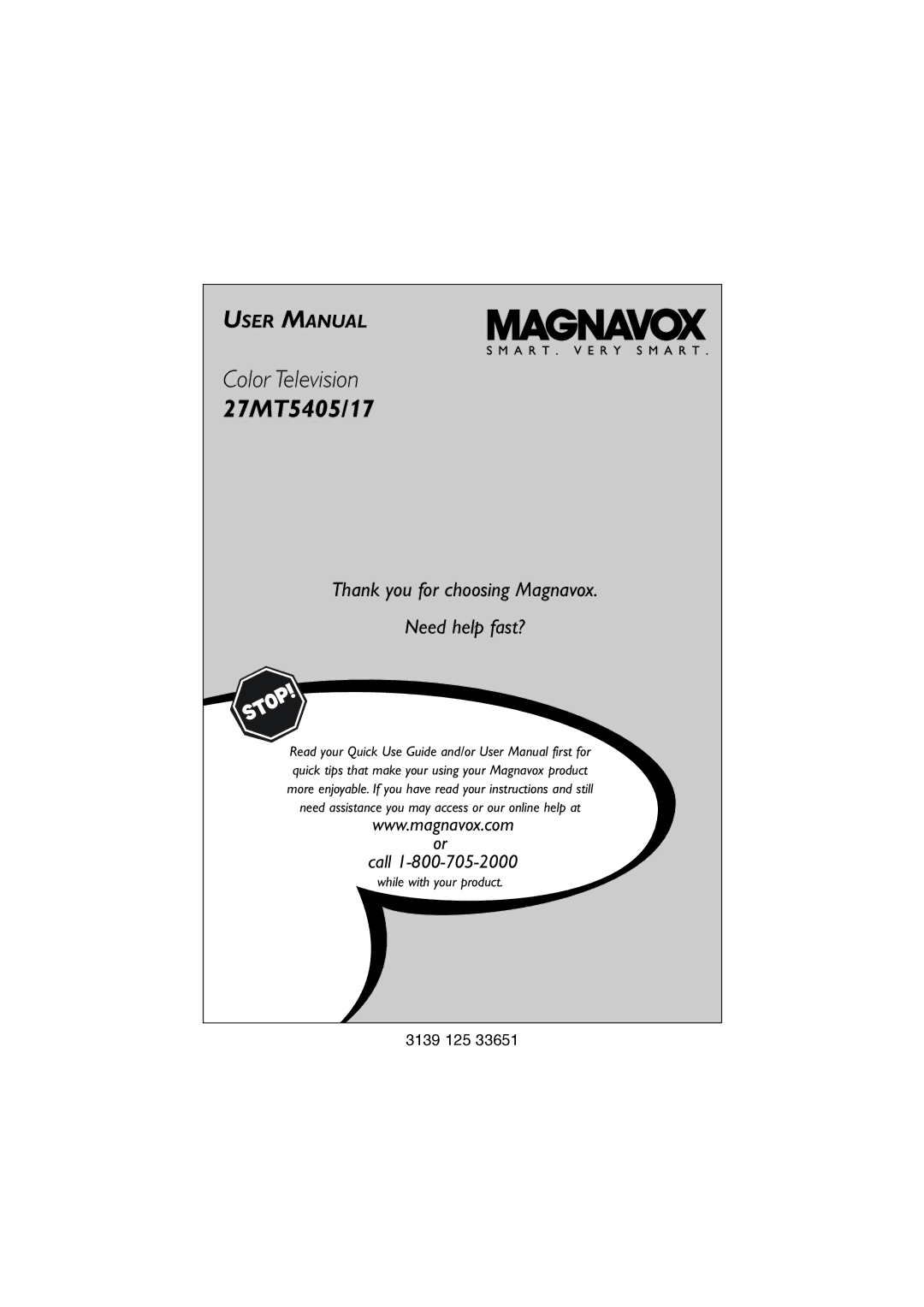 Magnavox 27MT5405/17 user manual 