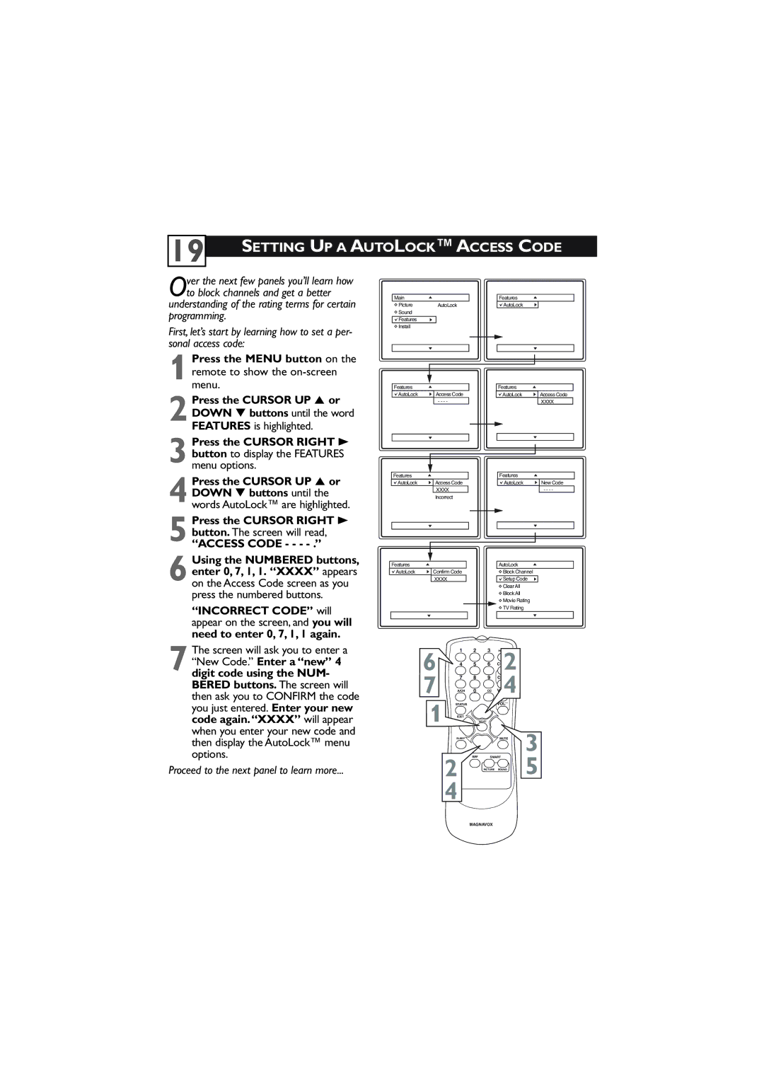 Magnavox 27MT5405/17 user manual Setting UP a Autolock Access Code 