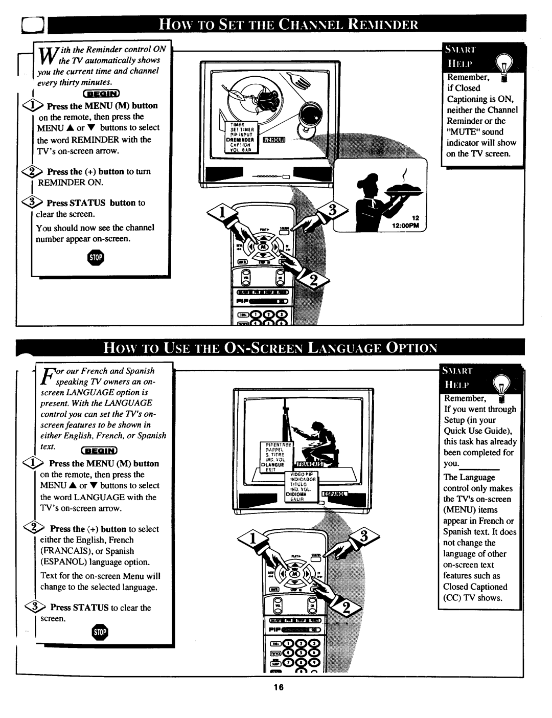 Magnavox 27TP83 C101 Press the + button to turn, Press Status button to clear the screen, Number appear on-screen 