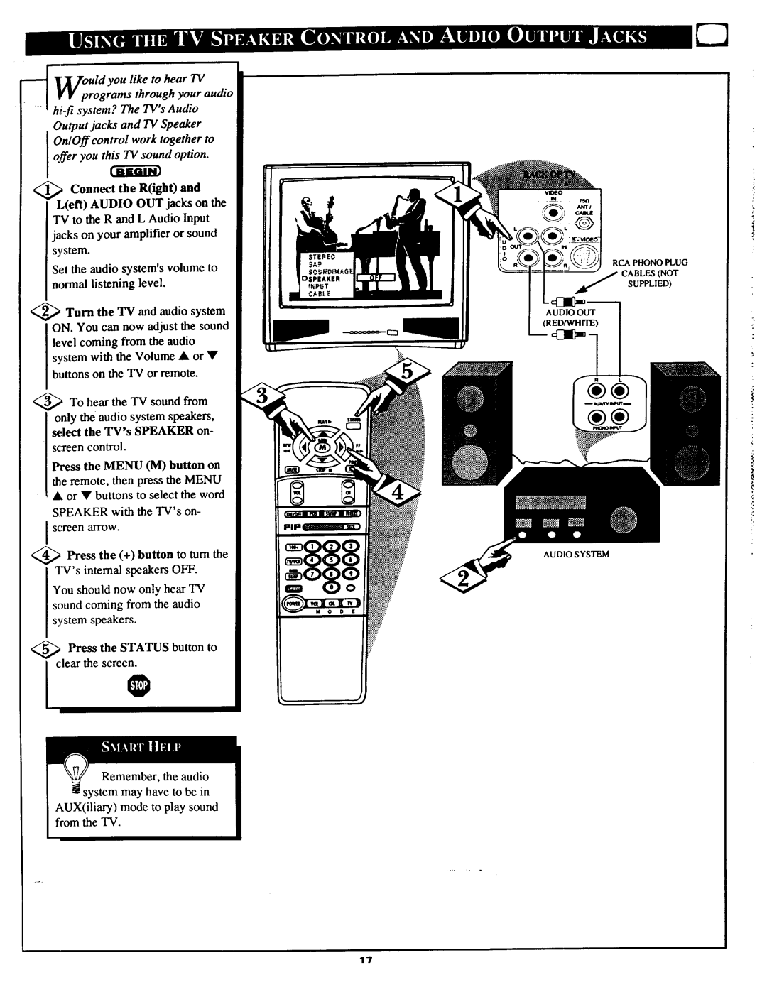 Magnavox 27TP83 C101 owner manual TV to the R and L Audio Input, Off 