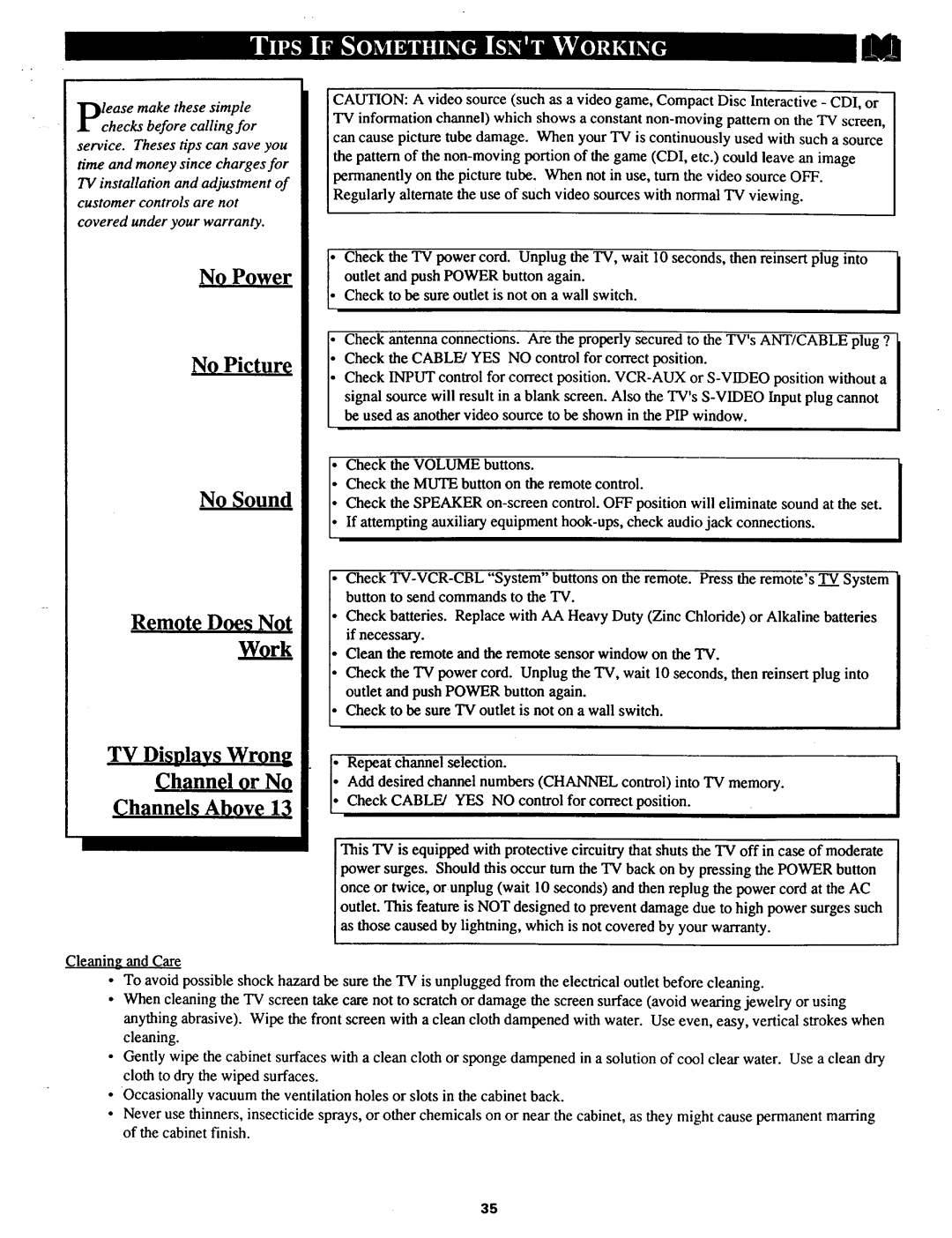 Magnavox 27TP83 C101 owner manual Work 