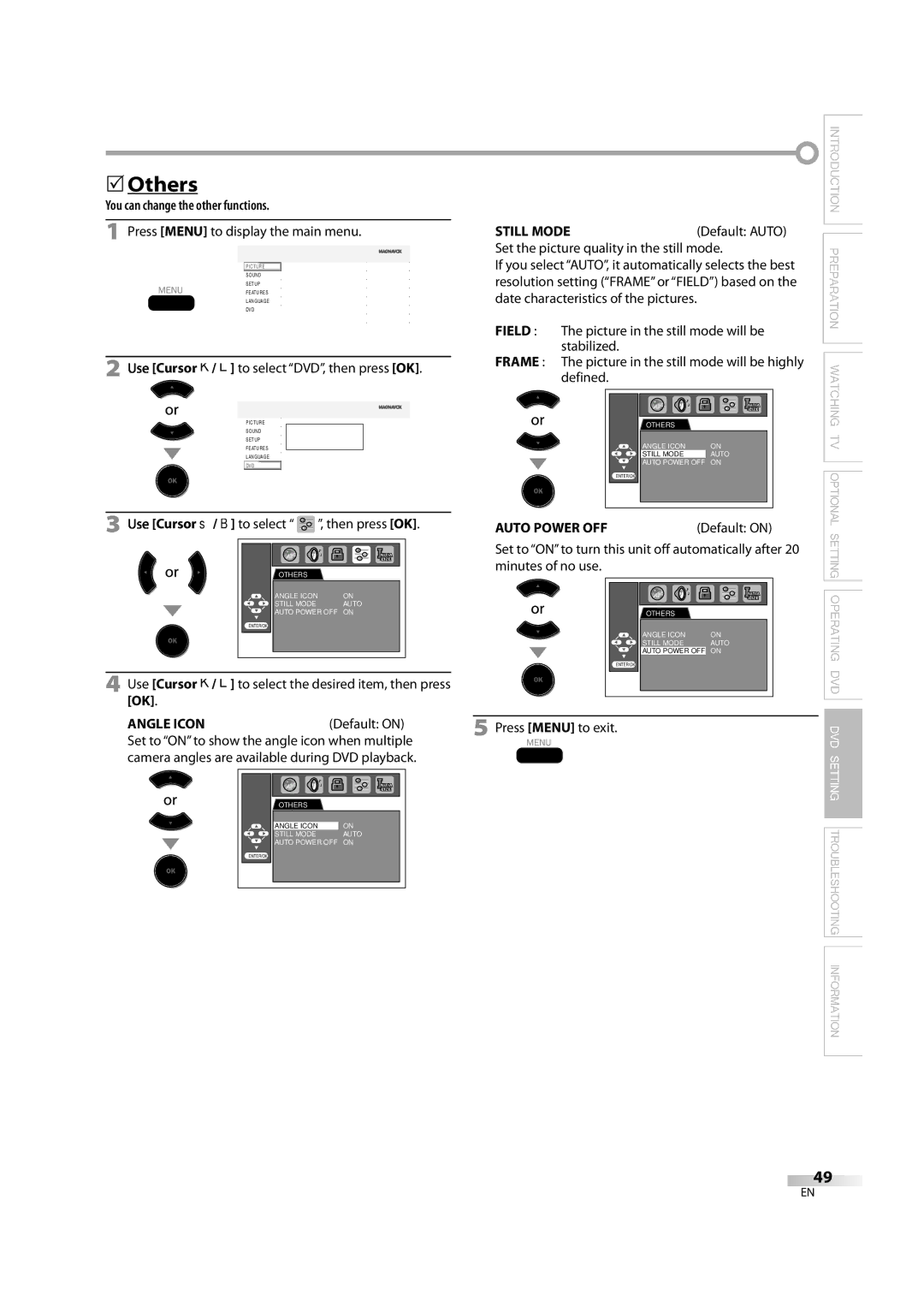 Magnavox 32MD350B user manual  Others, You can change the other functions 