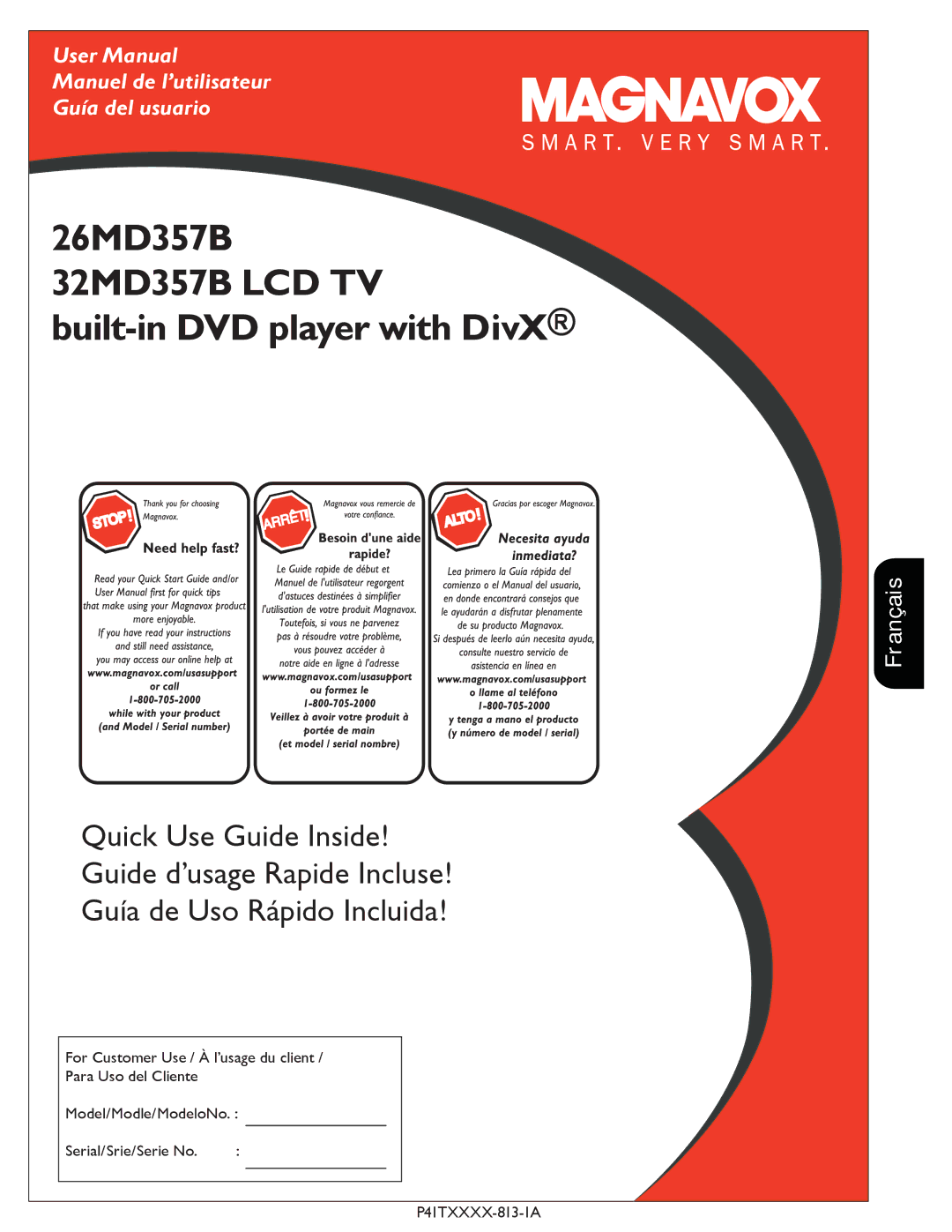 Magnavox 26md357b, 32MD357B user manual Built-in DVD player with DivX 