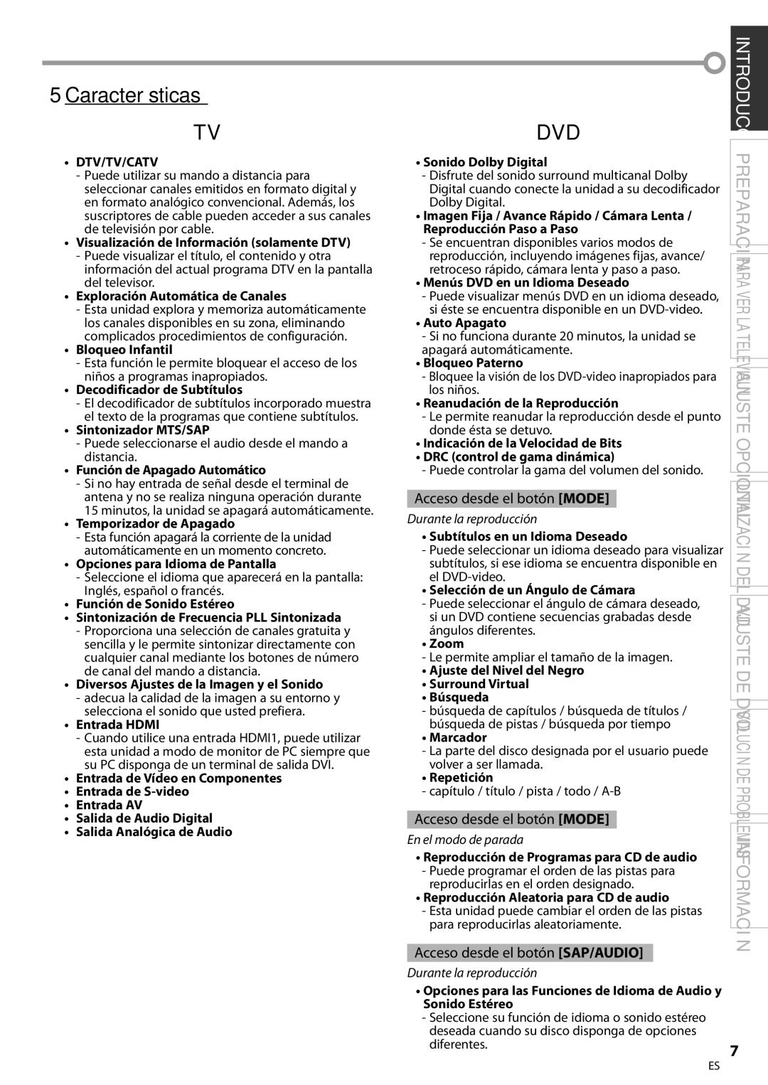 Magnavox 32MD359B user manual Características 