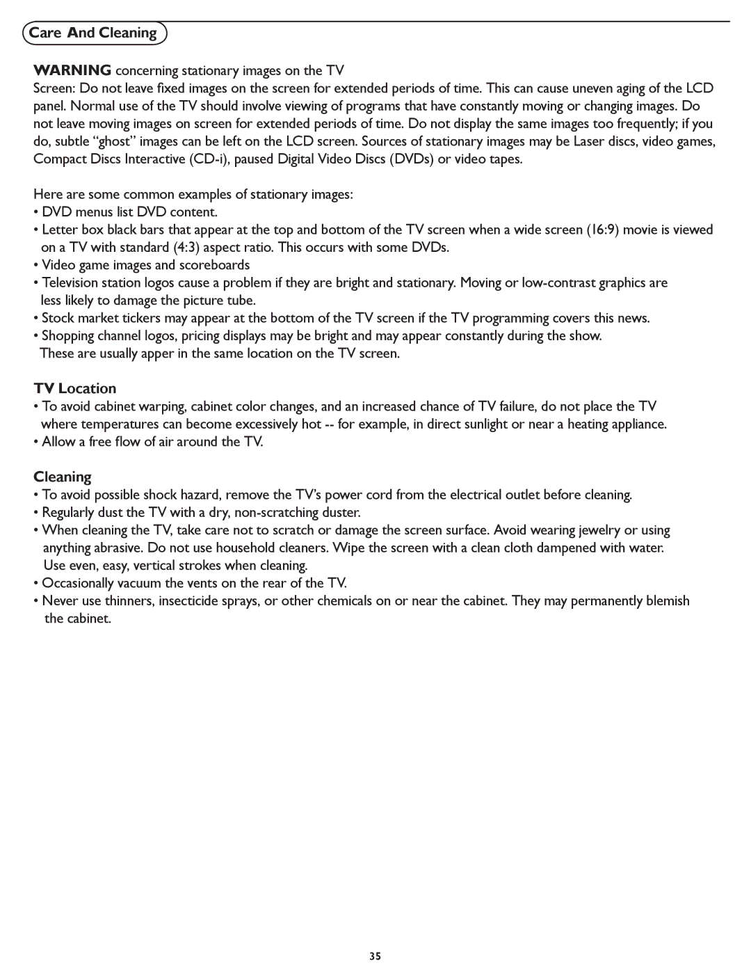 Magnavox 32MF231D user manual TV Location, Cleaning 