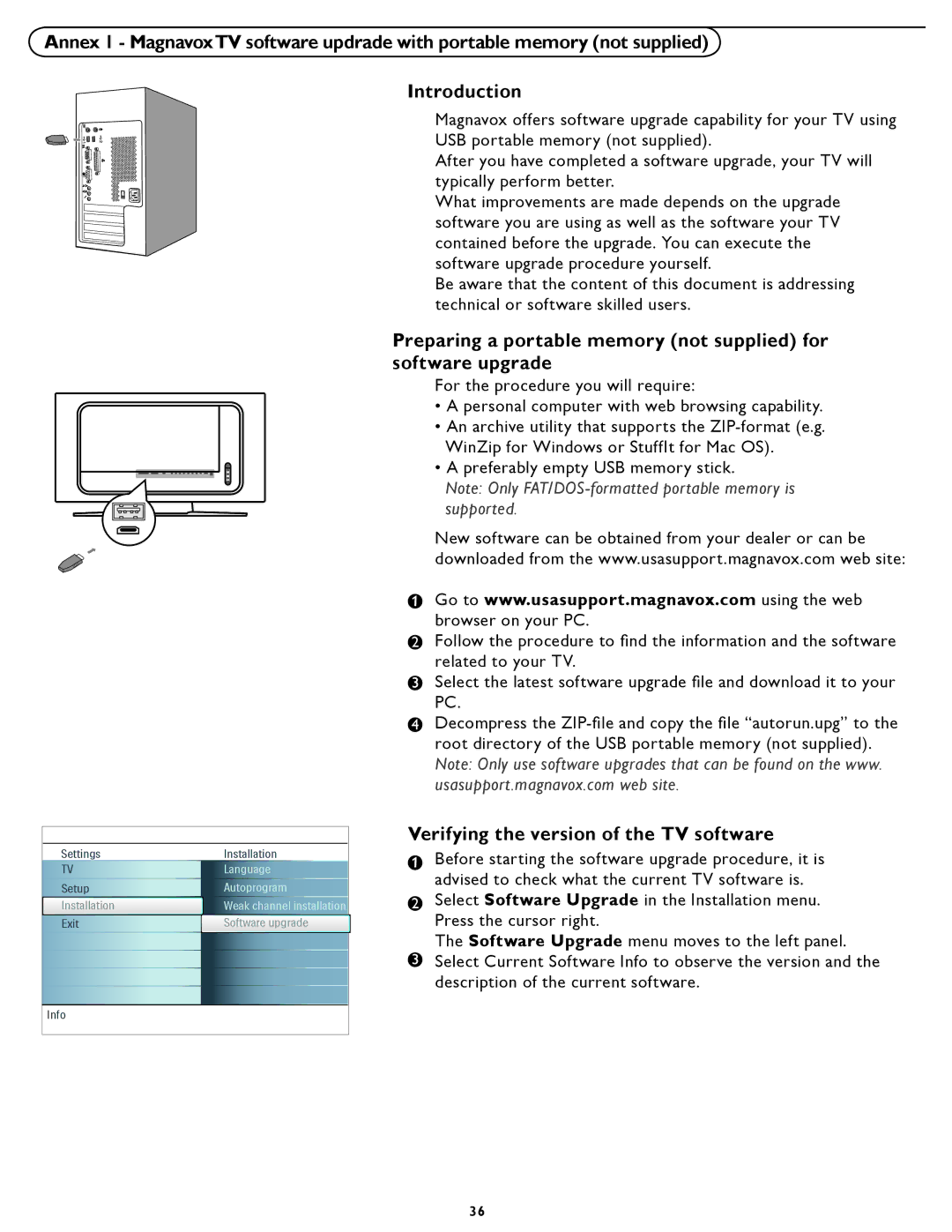 Magnavox 32MF231D user manual Verifying the version of the TV software 