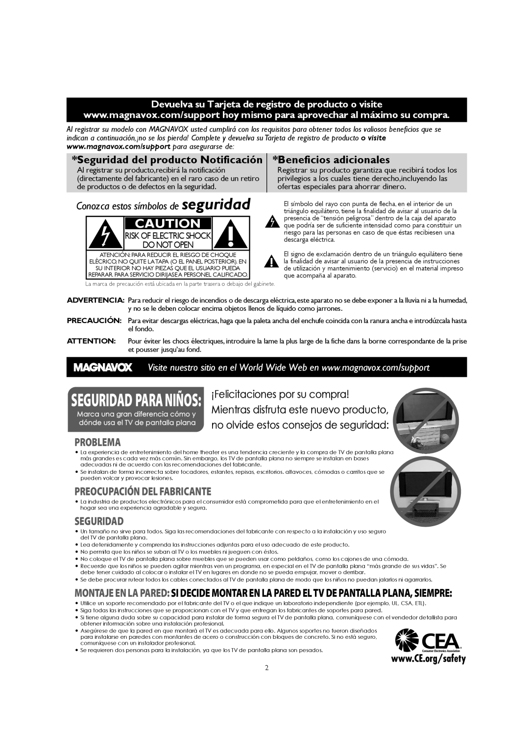 Magnavox 32MF301B owner manual Al registrar su producto,recibirá la notificación 