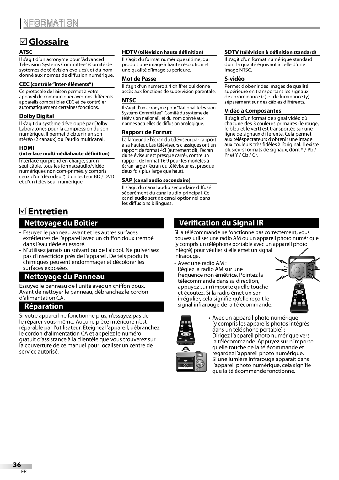 Magnavox 32MF339B user manual Glossaire, 5Entretien, Hdmi 