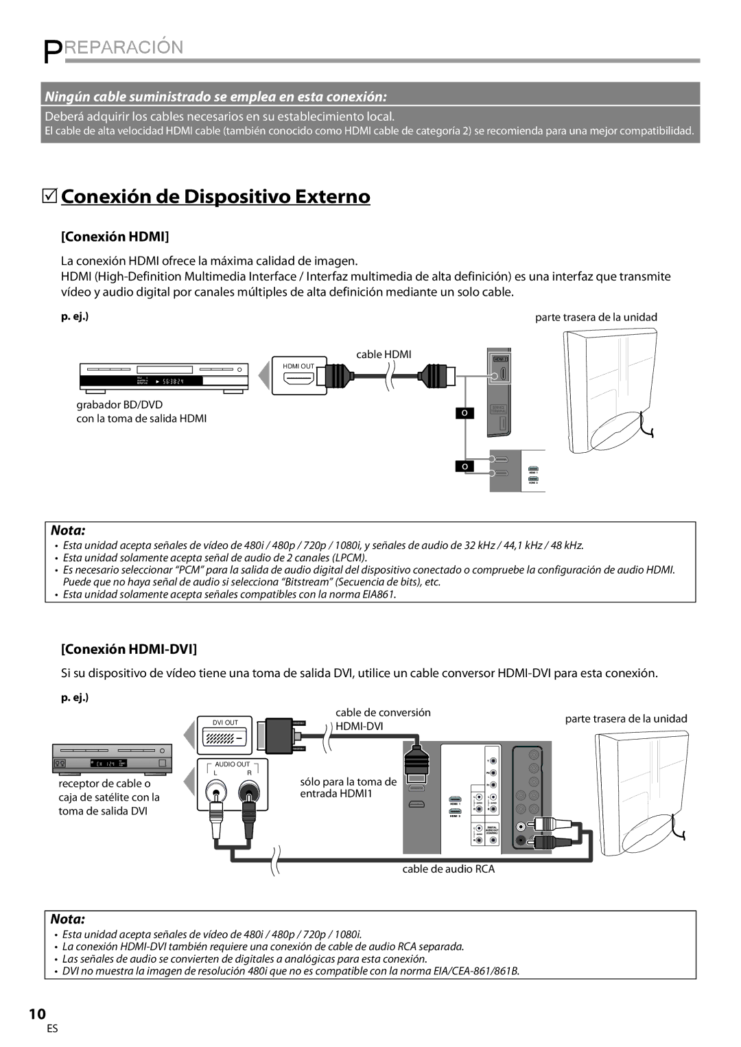 Magnavox 32MF339B user manual 5Conexión de Dispositivo Externo, Conexión Hdmi, Conexión HDMI-DVI, Cable de conversión 