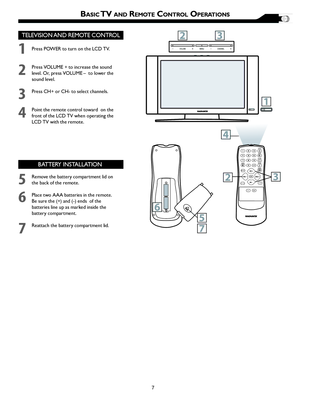 Magnavox 32MF605W Series owner manual Basic TV and Remote Control Operations 