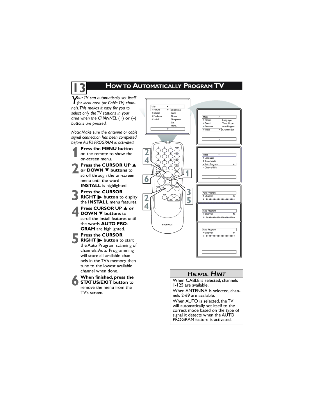 Magnavox 32MT3305/17 user manual HOW to Automatically Program TV 