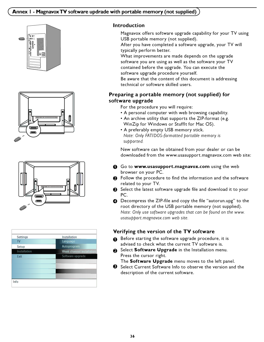 Magnavox 37MF231D user manual Verifying the version of the TV software 