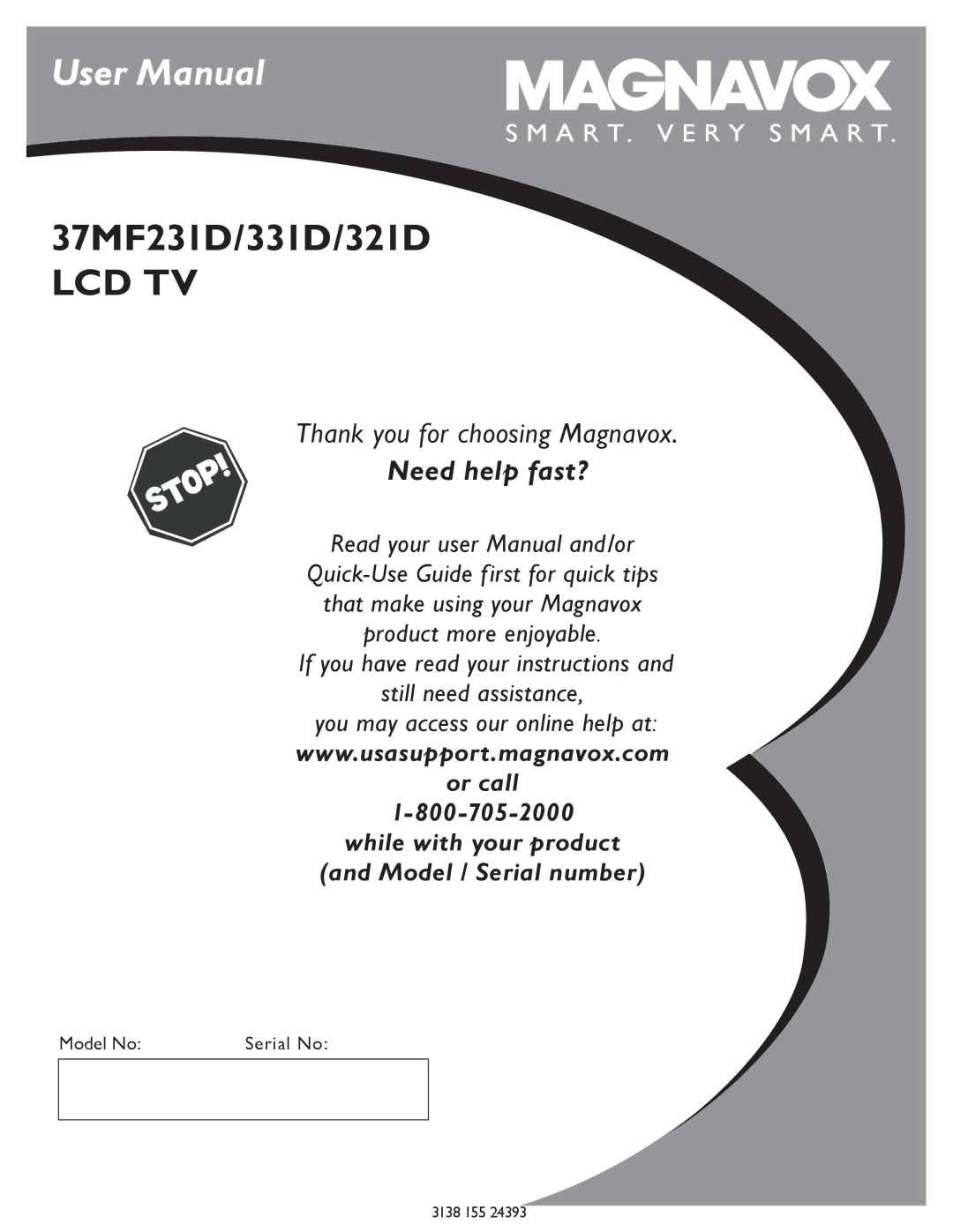 Magnavox 37MF321D user manual Lcd Tv 