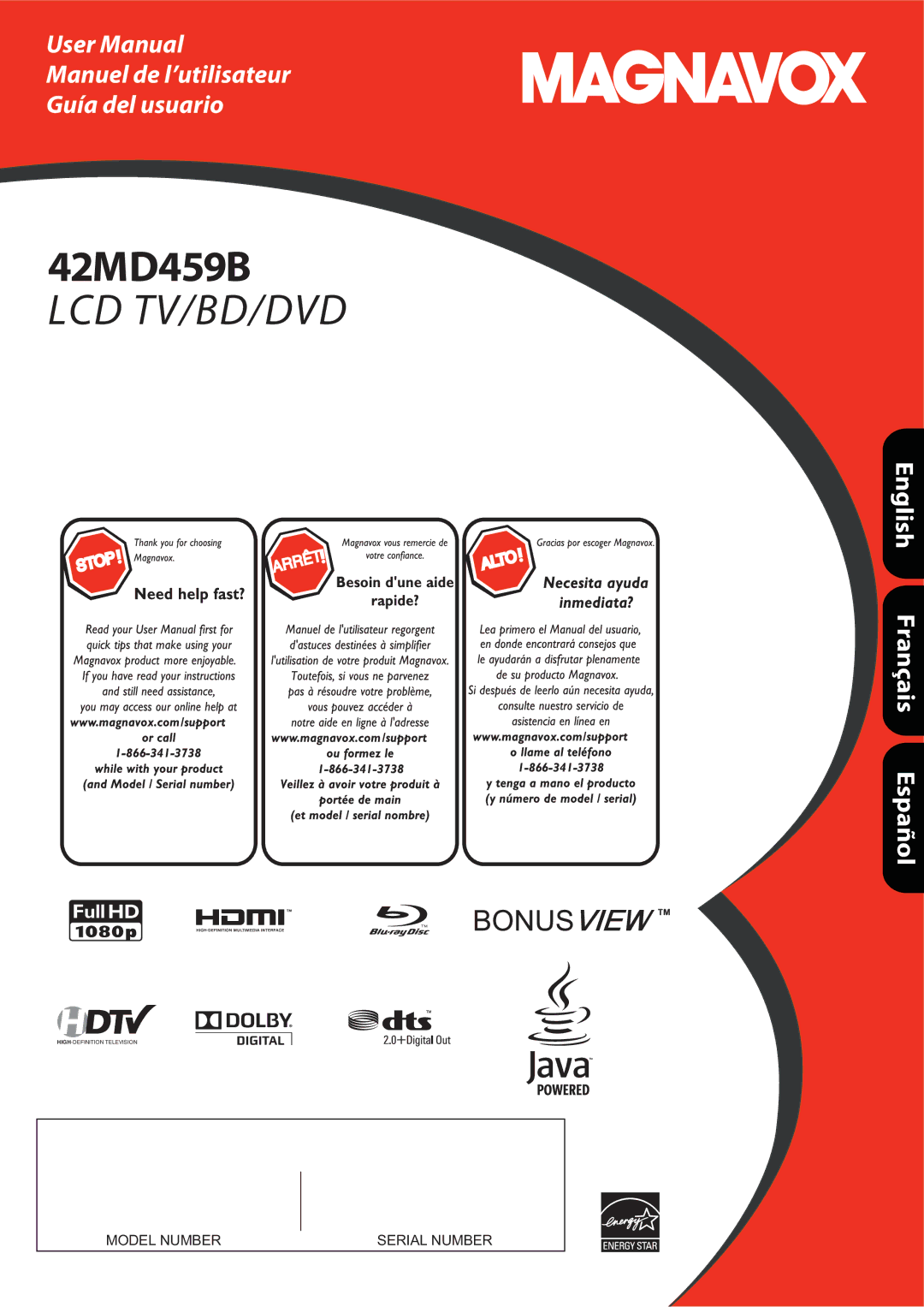 Magnavox 42MD459B user manual 