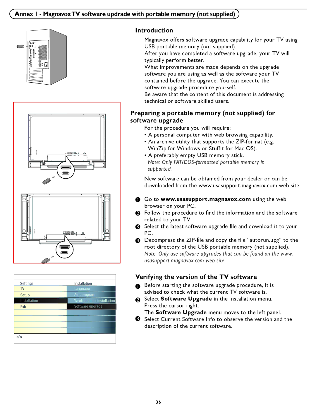 Magnavox 42MF231D/331D user manual Verifying the version of the TV software 