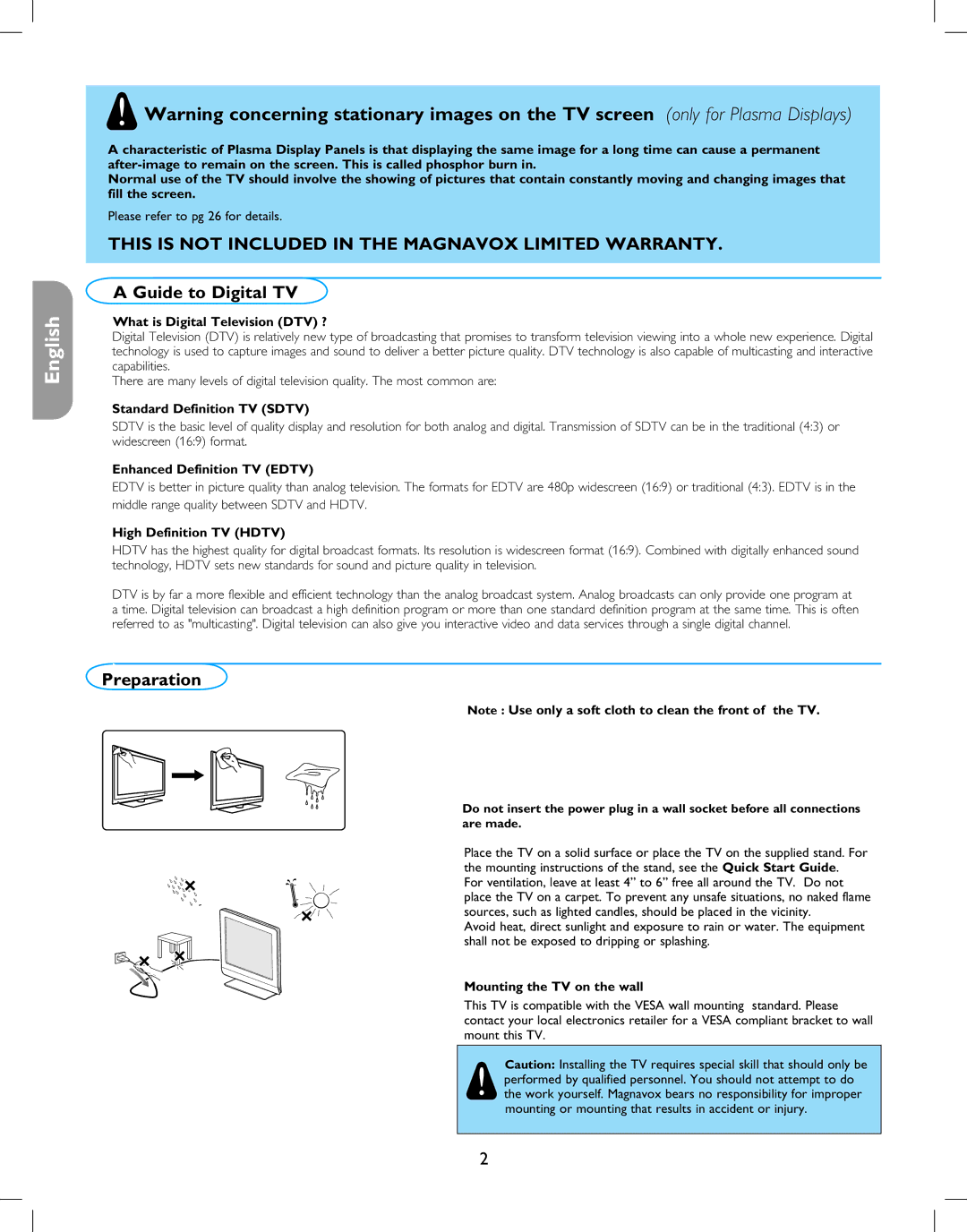 Magnavox 42MF237S user manual Guide to Digital TV, Preparation 