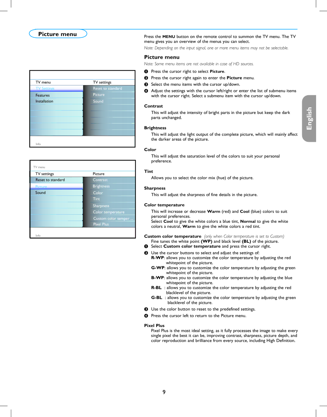 Magnavox 42MF237S user manual Picture menu 