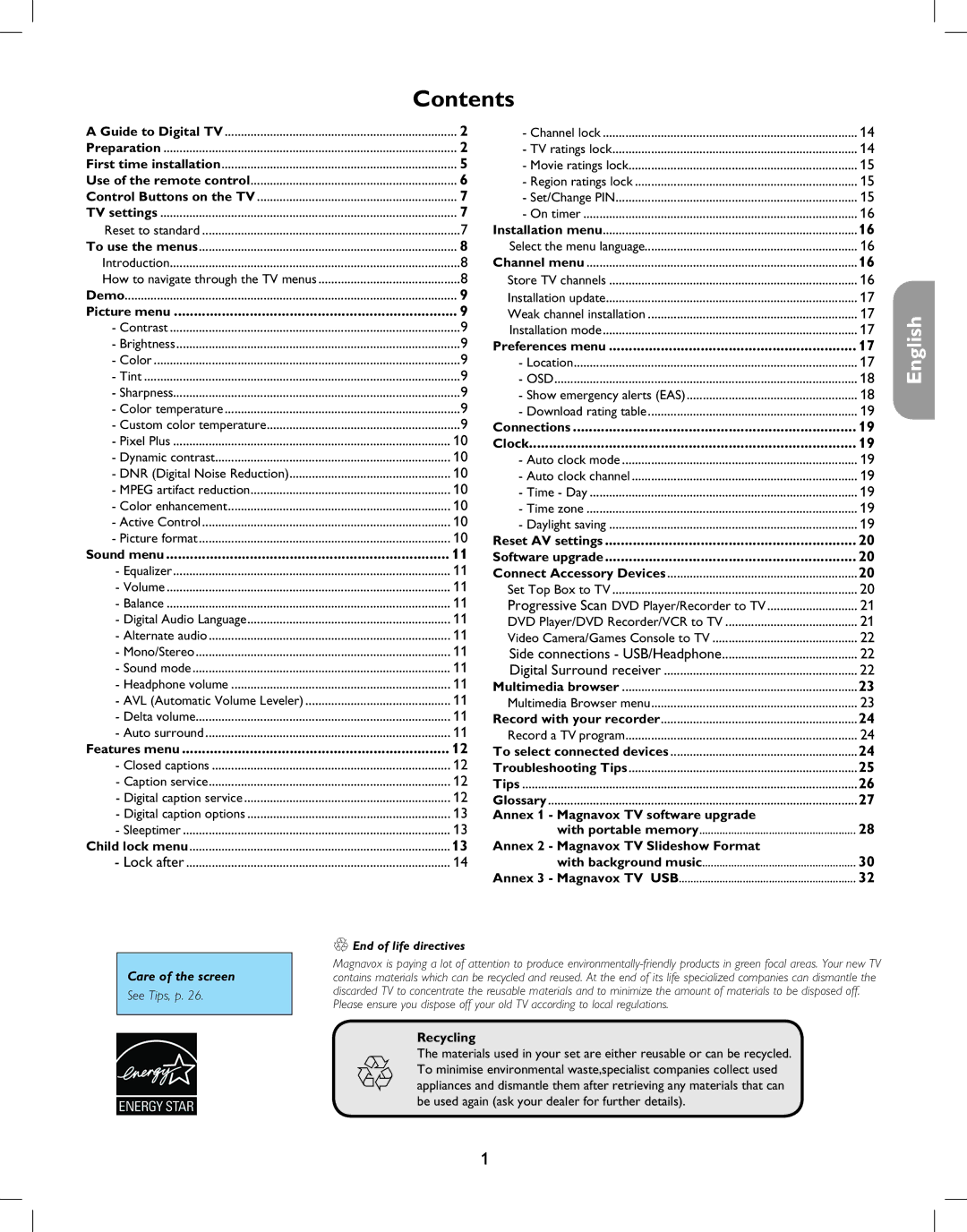 Magnavox 42MF237S user manual Contents 