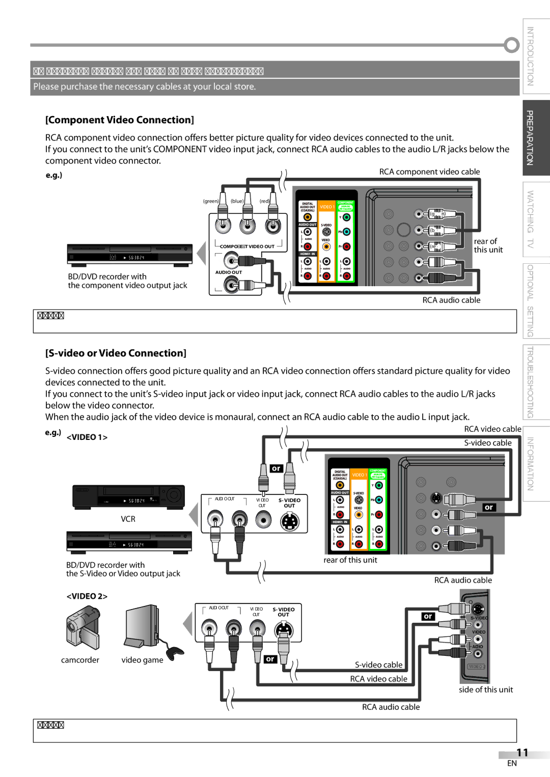 Magnavox 42MF439B user manual Component Video Connection, Video or Video Connection 