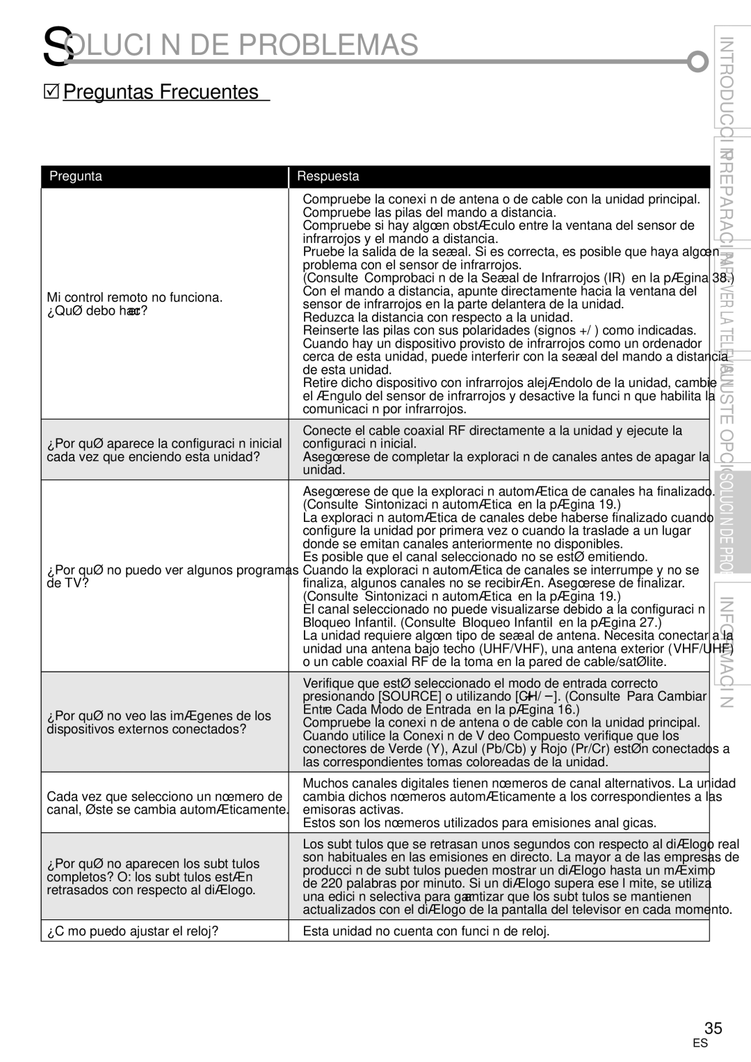 Magnavox 42MF439B user manual Solución DE Problemas, 5Preguntas Frecuentes 