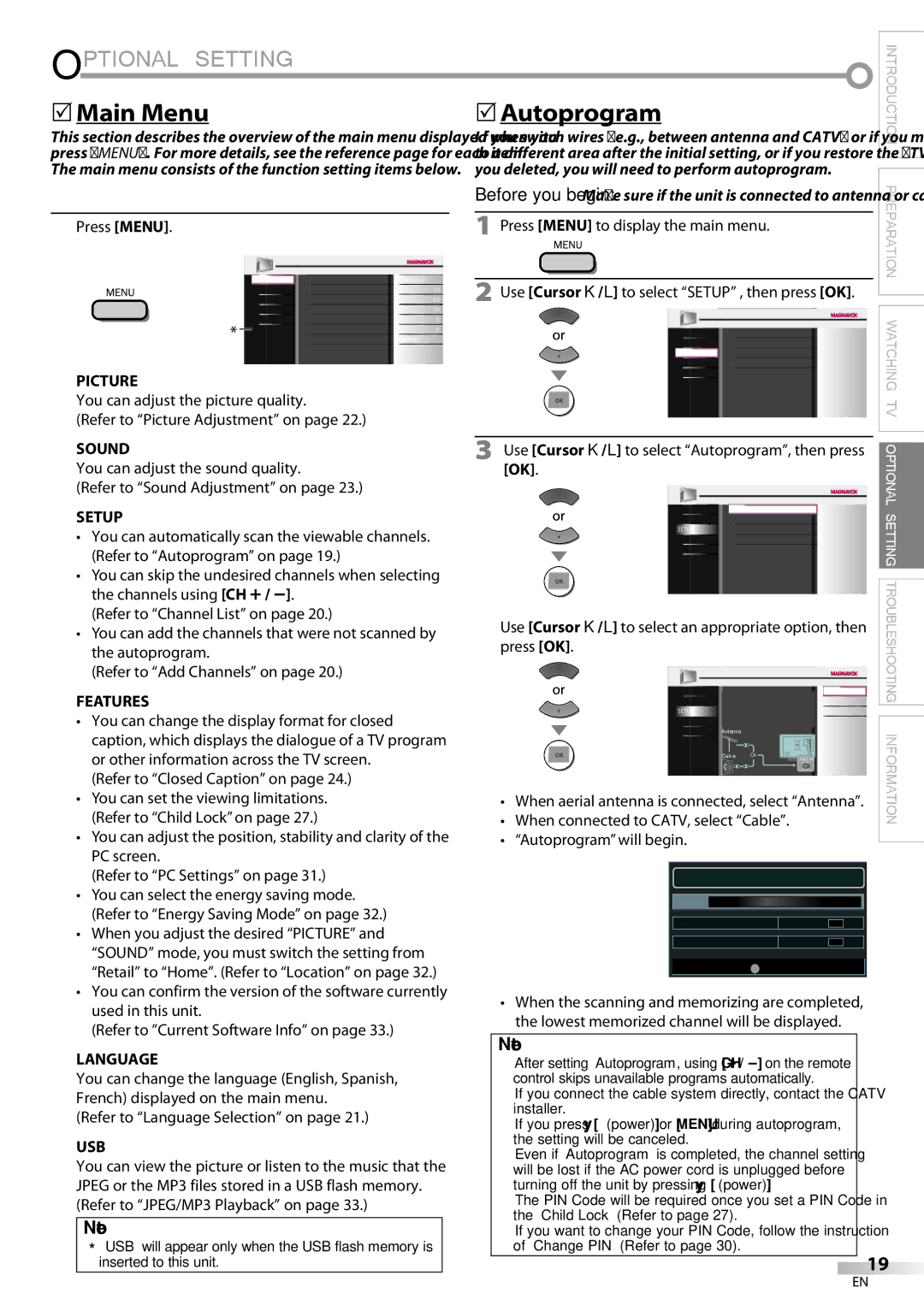 Magnavox 42MF439B user manual 5Main Menu, Autoprogram 