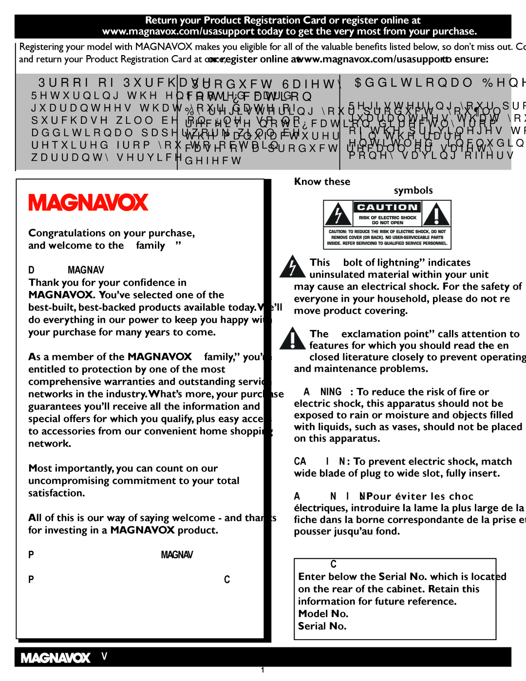 Magnavox 47MF437B user manual Dear Magnavox product owner, Online at, To get the most from your Magnavox pur 