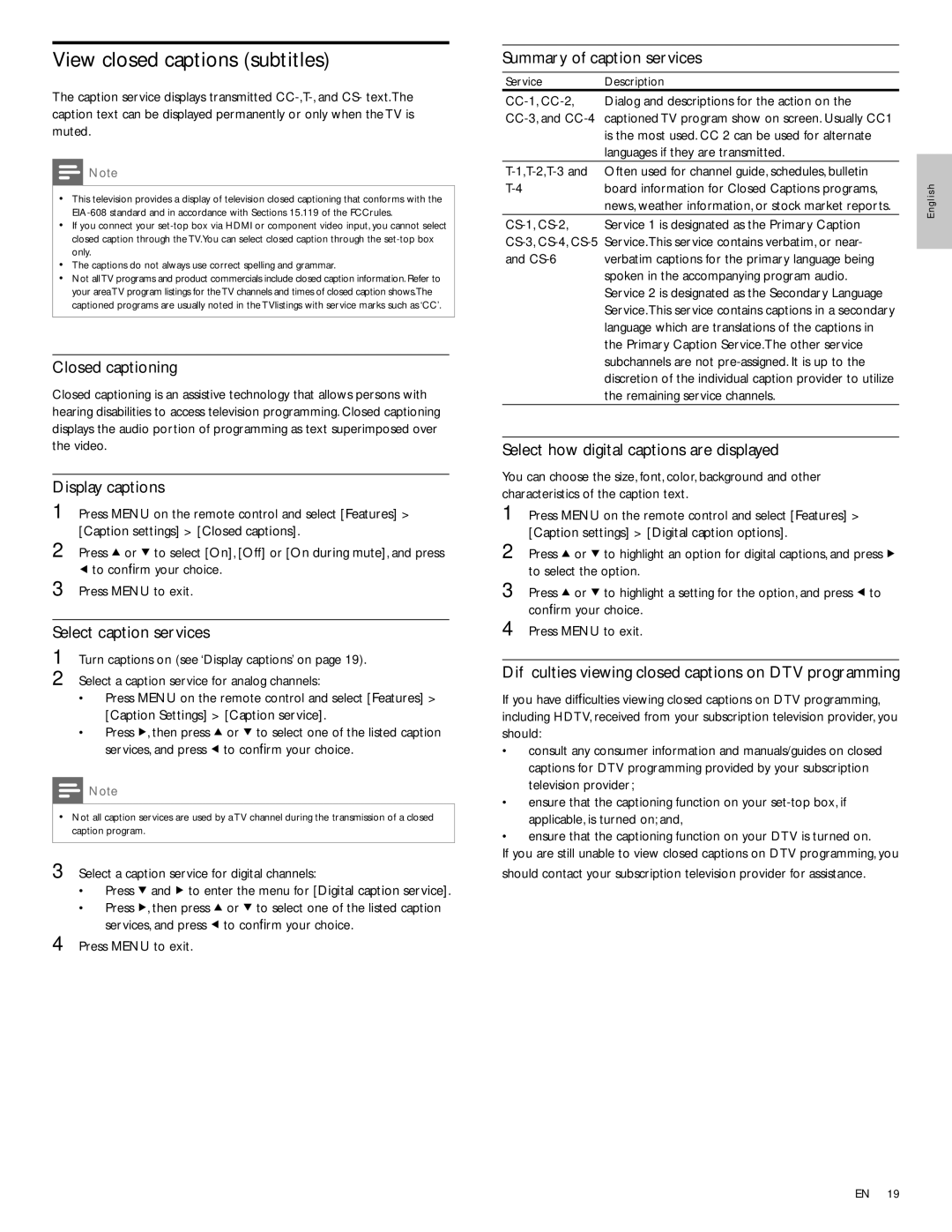 Magnavox 47MF439B user manual View closed captions subtitles 