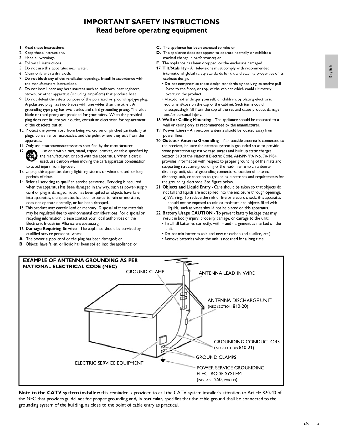 Magnavox 47MF439B user manual IMPORTANT SAFETY INSTRUCTIONS Read before operating equipment 
