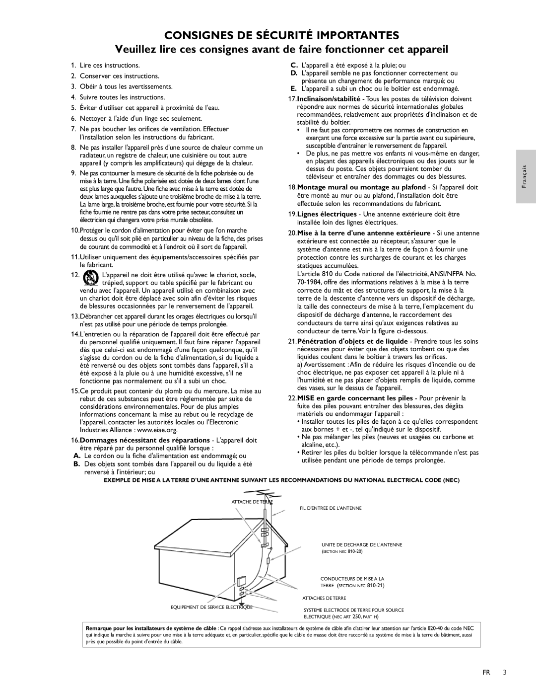 Magnavox 47MF439B Consignes De Sécurité Importantes, Veuillez lire ces consignes avant de faire fonctionner cet appareil 
