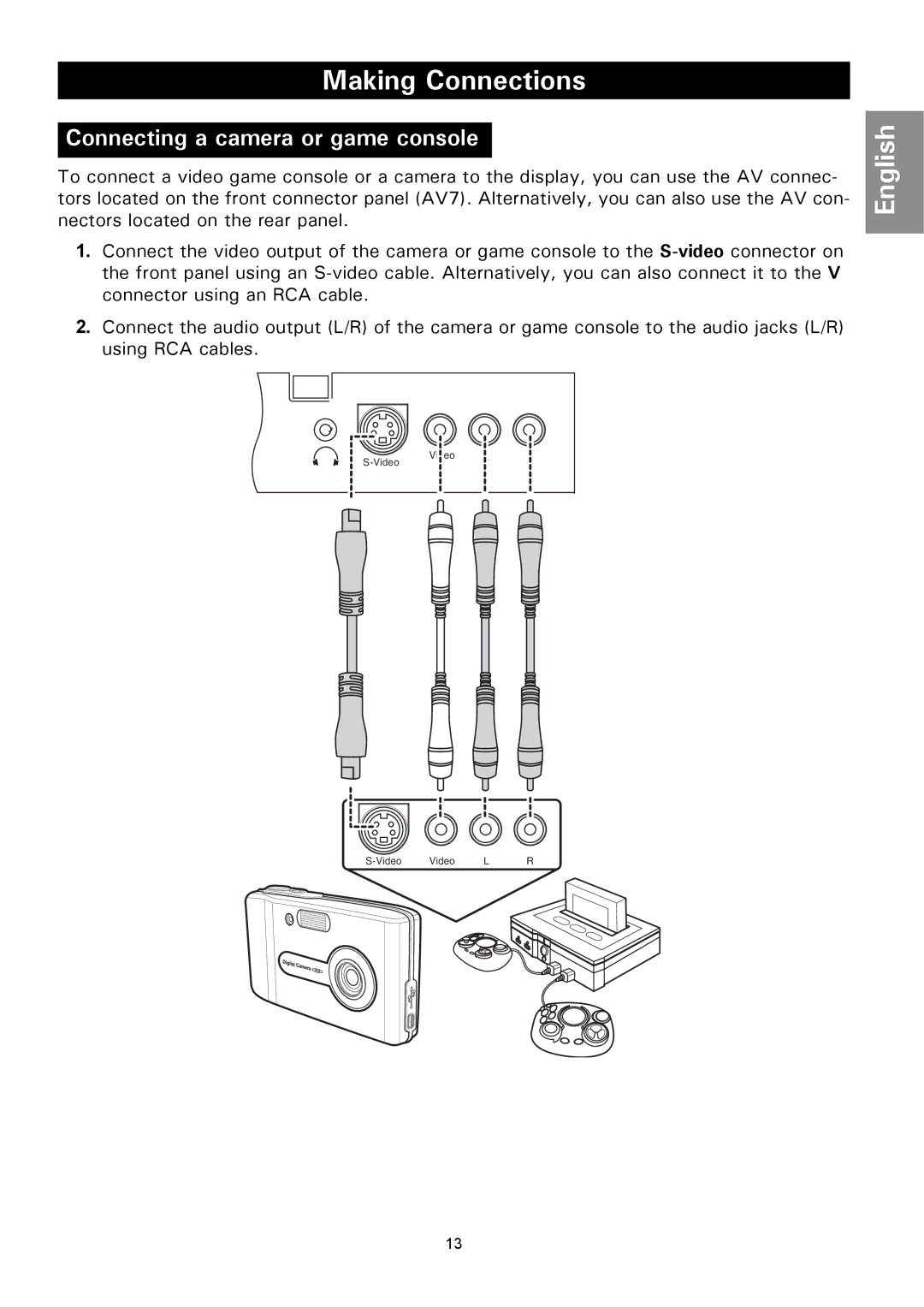 Magnavox 50ML8105D/17 owner manual Connecting a camera or game console 