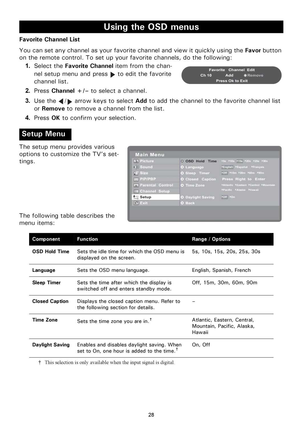 Magnavox 50ML8105D/17 owner manual Setup Menu 