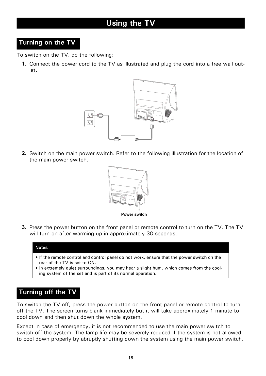 Magnavox 50ML8205D/17 manual Using the TV, Turning on the TV, Turning off the TV 