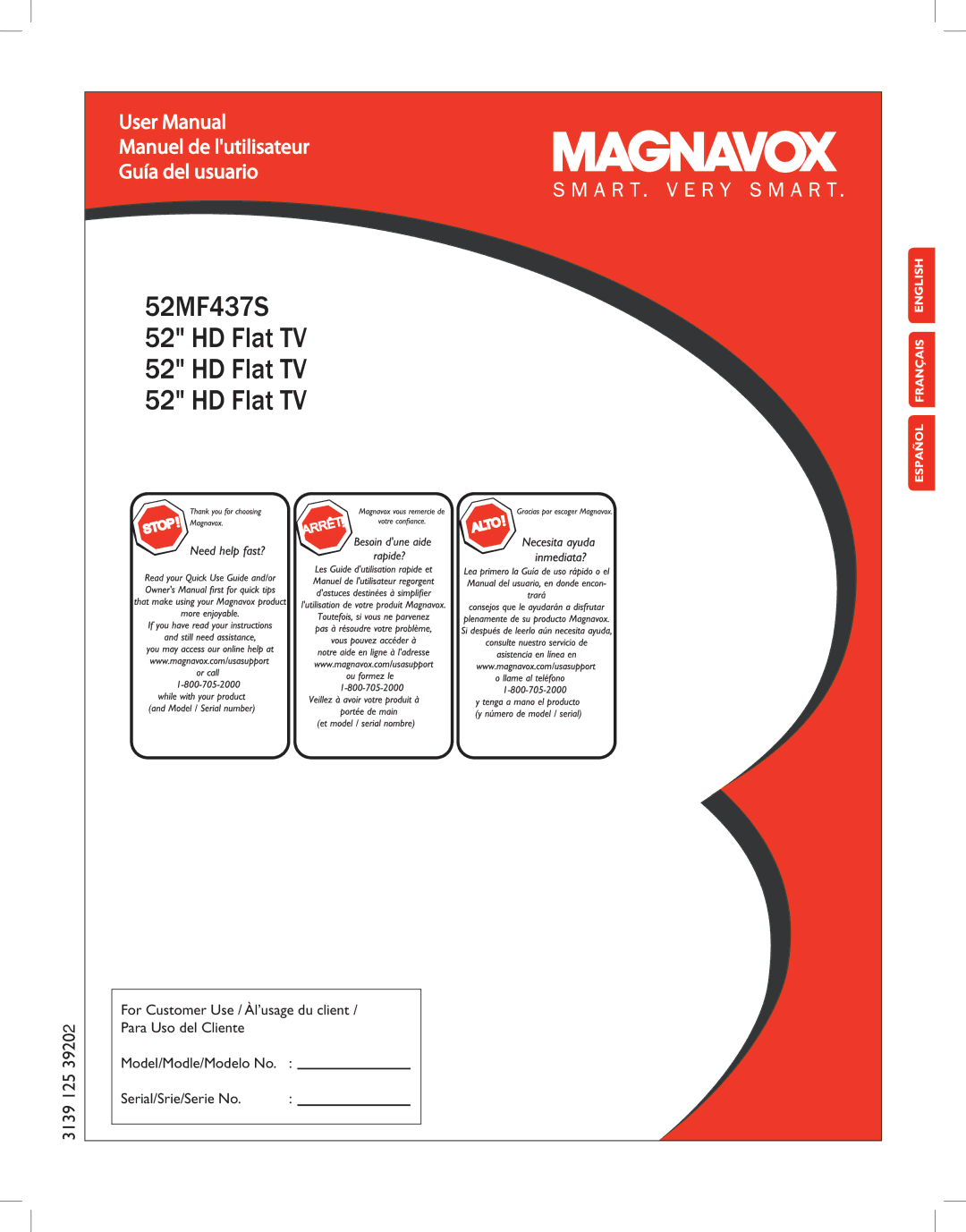 Magnavox manual 52MF437S 52 HD Flat TV 52 HD Flat TV 52 HD Flat TV 