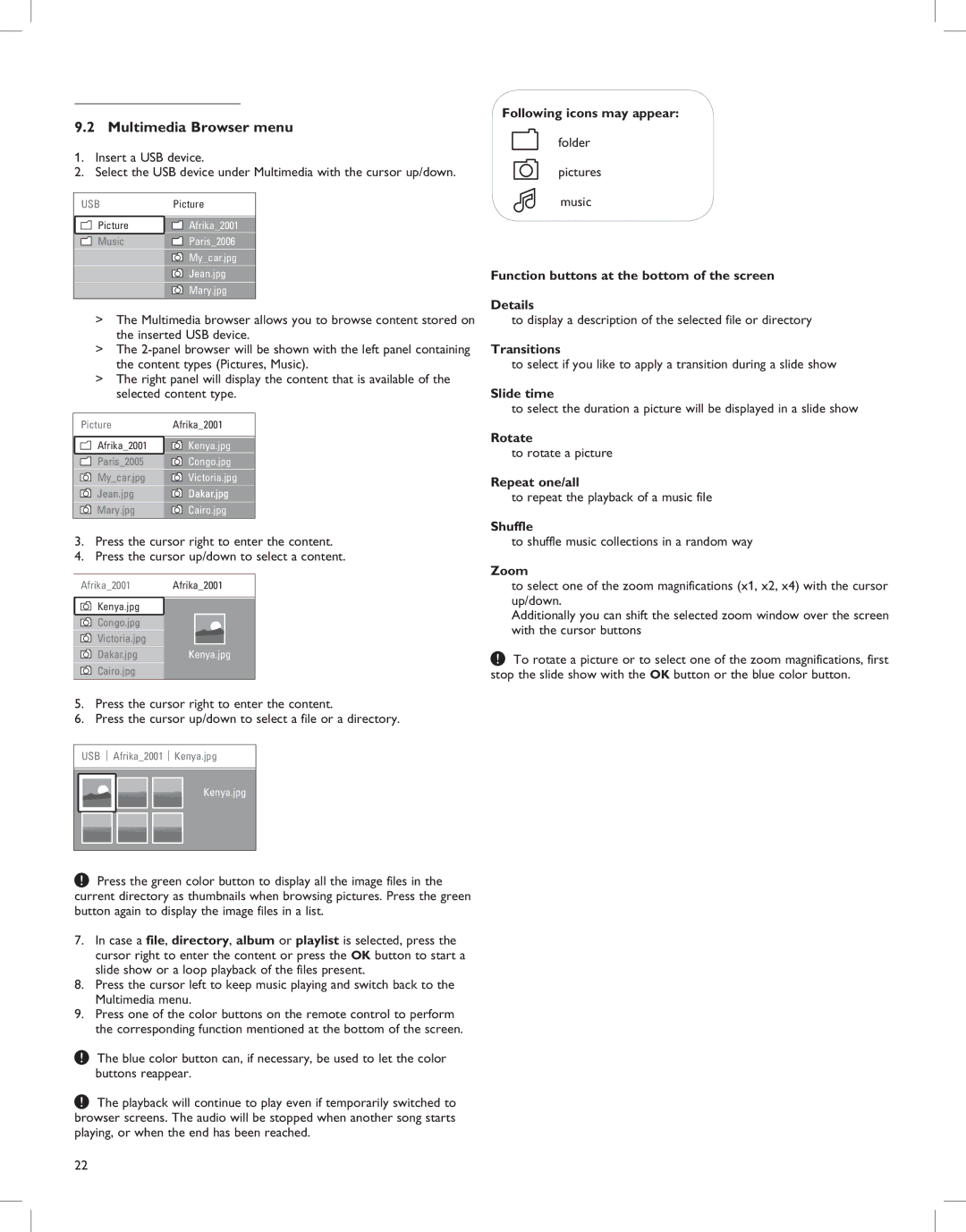 Magnavox 52MF437S manual Multimedia Browser menu 