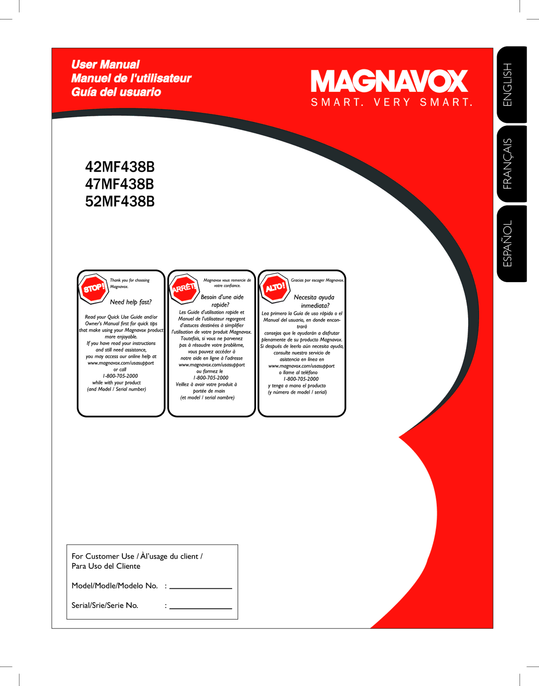 Magnavox user manual 42MF438B 47MF438B 52MF438B 