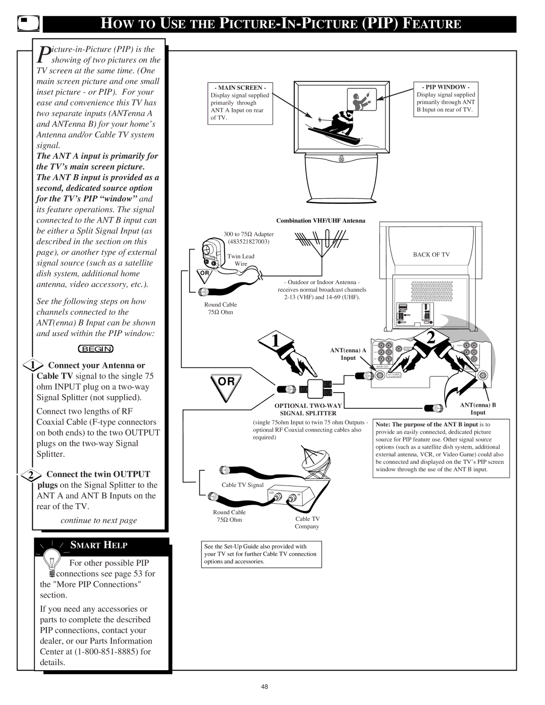 Magnavox 60P916, 64P916, 55P916 manual HOW to USE the PICTURE-IN-PICTURE PIP Feature 